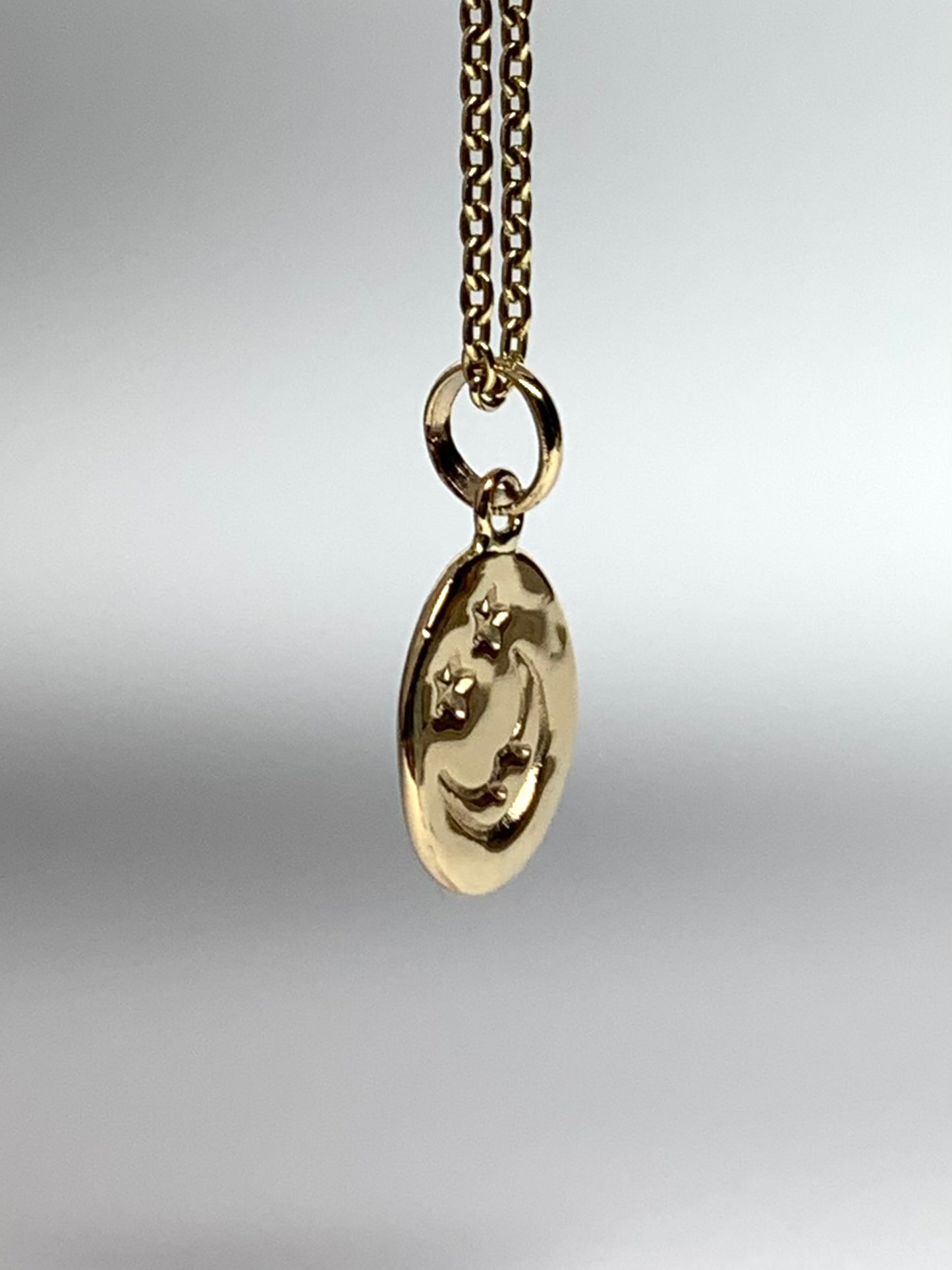 14K Solid Yellow Gold Nugget “Starry Night” Mini Pendant, Tiny Charm