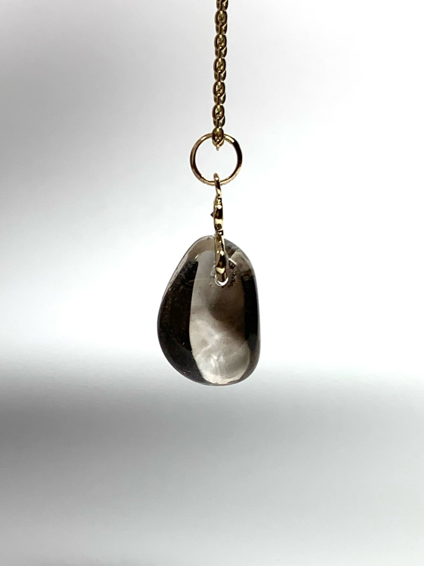 14k Solid Yellow Gold, Diamond, Smoky Quartz Tumbled Nugget Bead Pendant, Mini Size