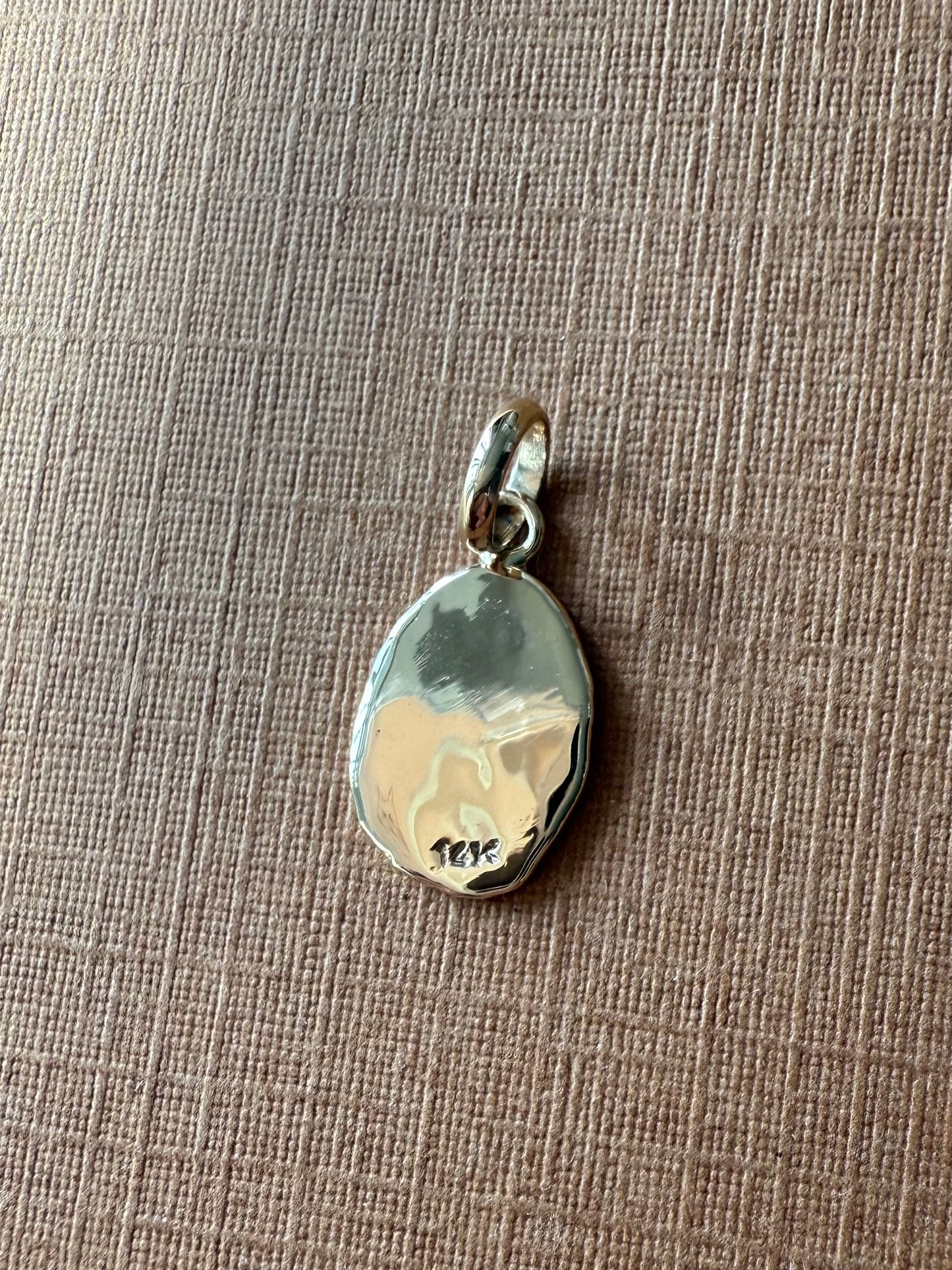 14K Solid Yellow Gold Nugget “Paws” Mini Pendant, Tiny Charm