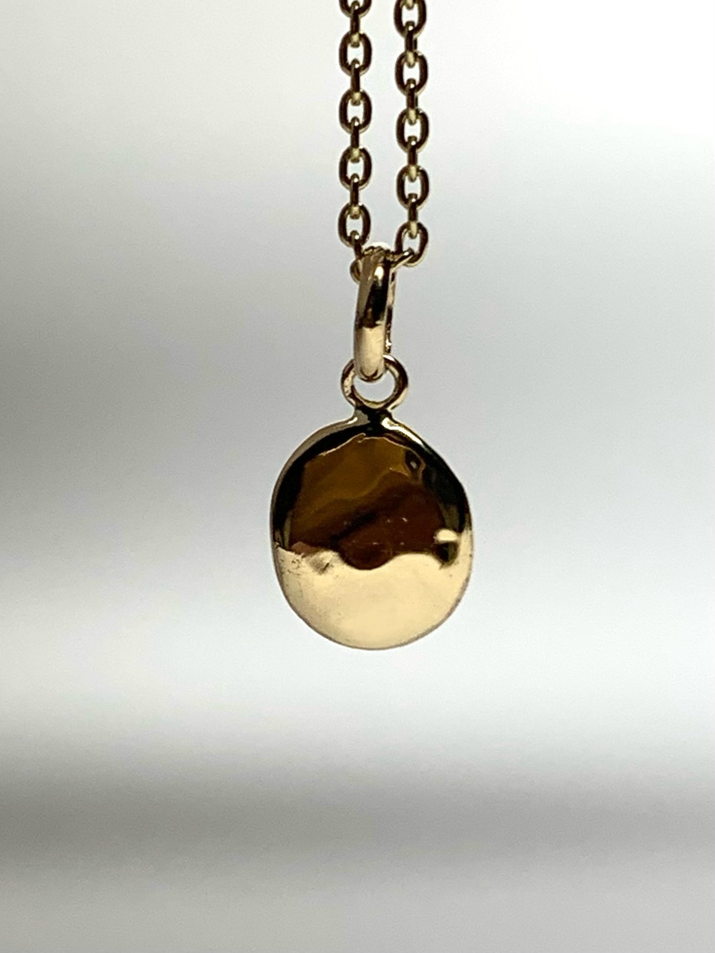 14K Solid Yellow Gold Plain Nugget Mini Pendant, Tiny Charm