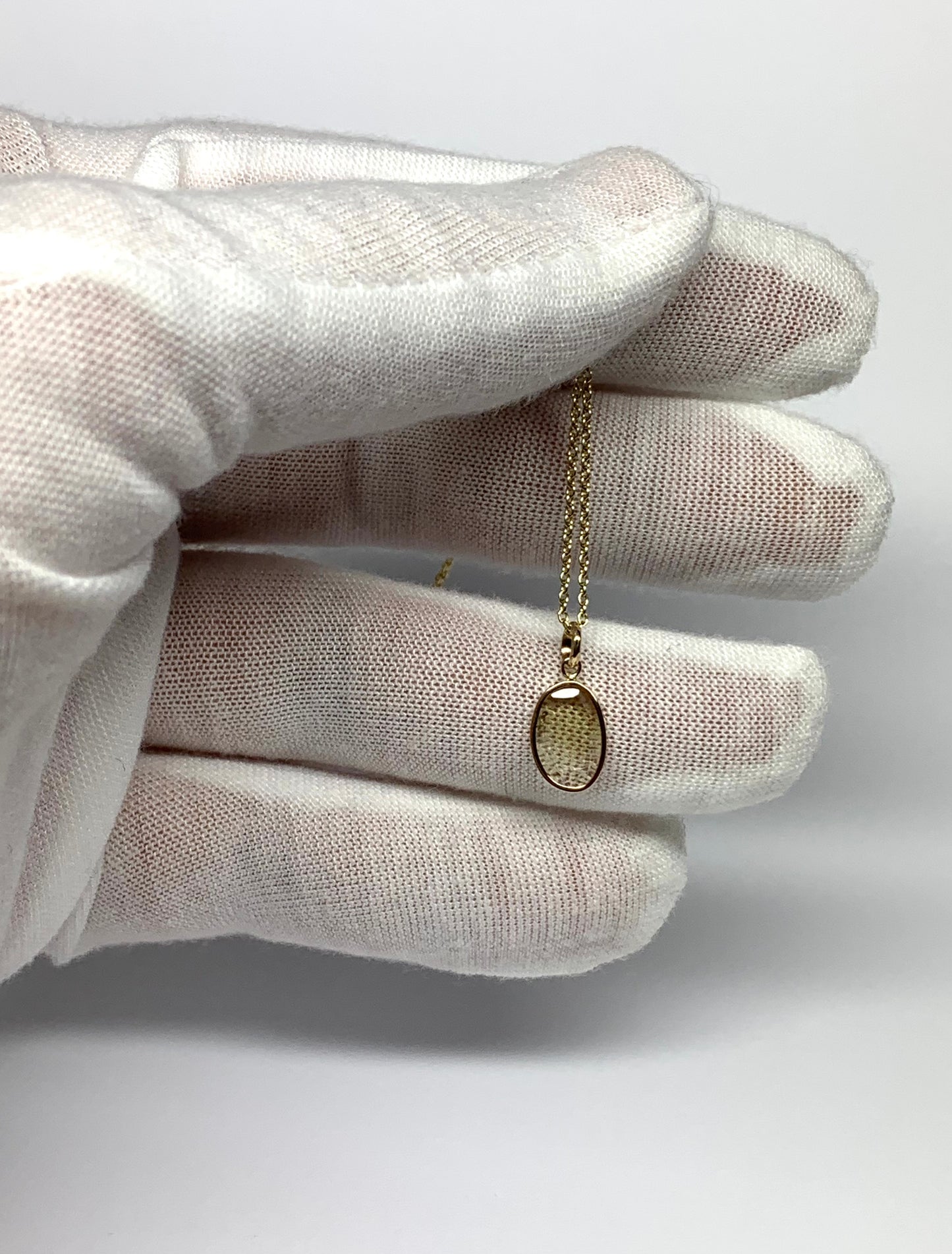 14k Solid Yellow Gold, Natural Light Khaki Green Tourmaline Mini Pendant