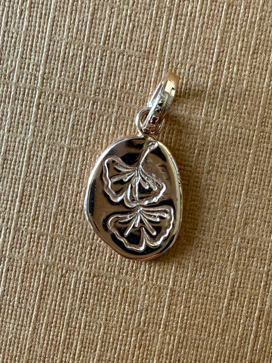 14K Solid Rose Gold Nugget “Ginkgo” Mini Pendant, Tiny Charm