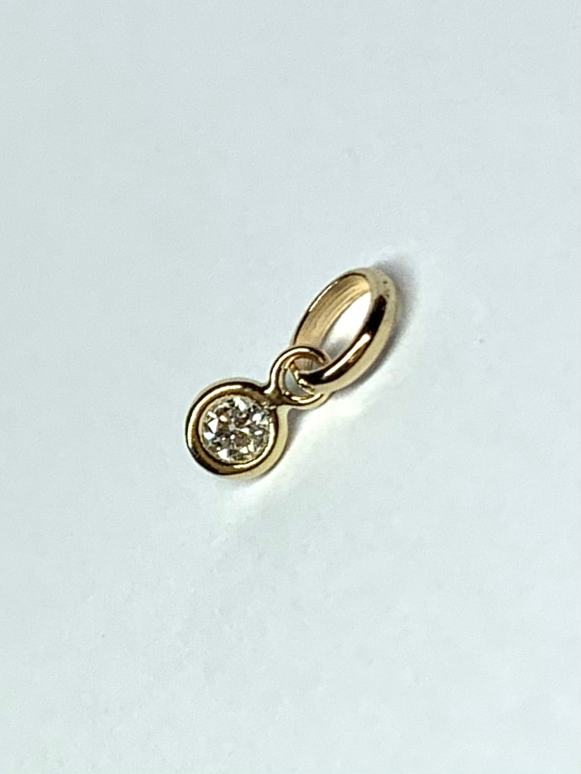 14k Solid Yellow Gold, Natural White Diamond Tiny Charm, 0.05 ct, Accent Pendant
