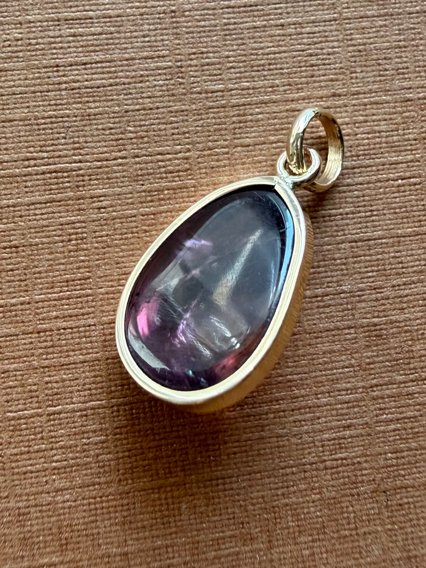 14k Solid Yellow Gold, Natural Pink Tourmaline Pendant