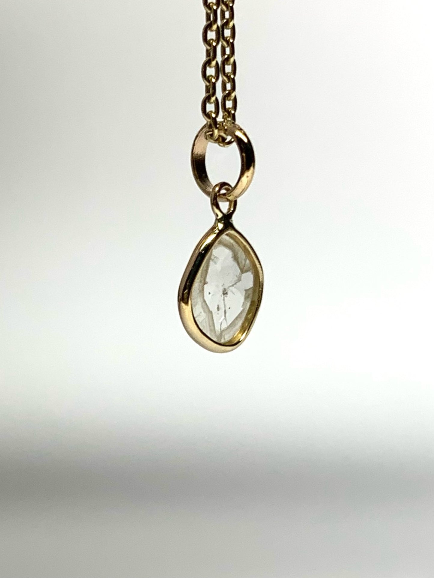 14k Solid Yellow Gold, Natural Diamond Slice Mini Pendant