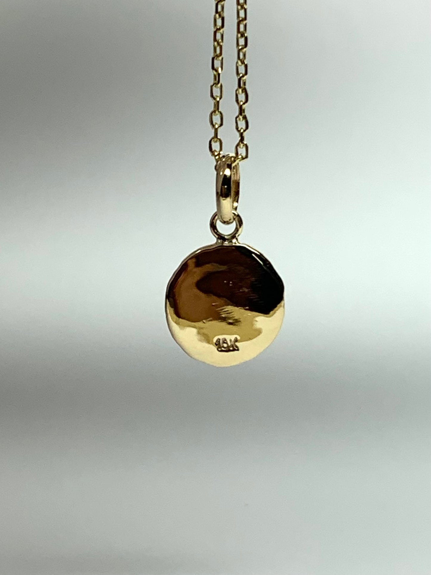 10k Solid Yellow Gold Nugget “Peace” Mini Pendant, Tiny Charm