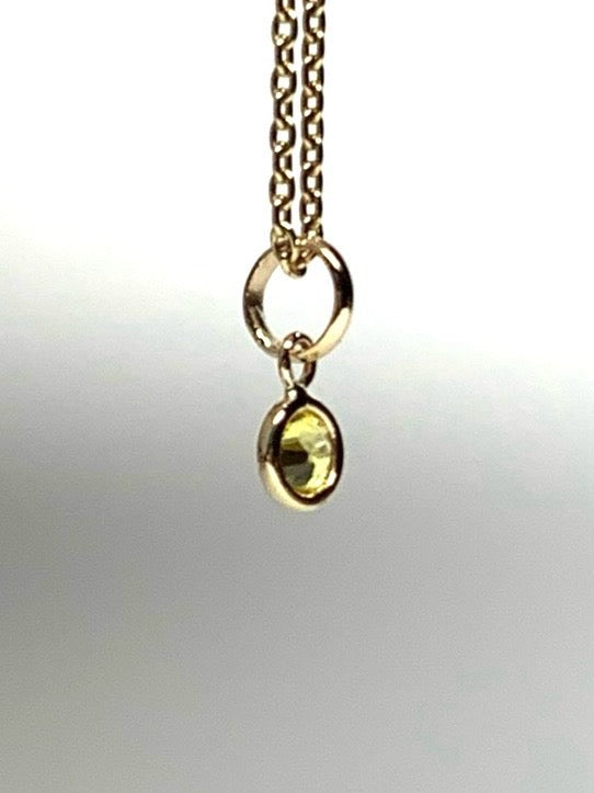 14k Solid Yellow Gold, Yellow Sapphire Tiny Charm, 0.15ct, Accent Pendant