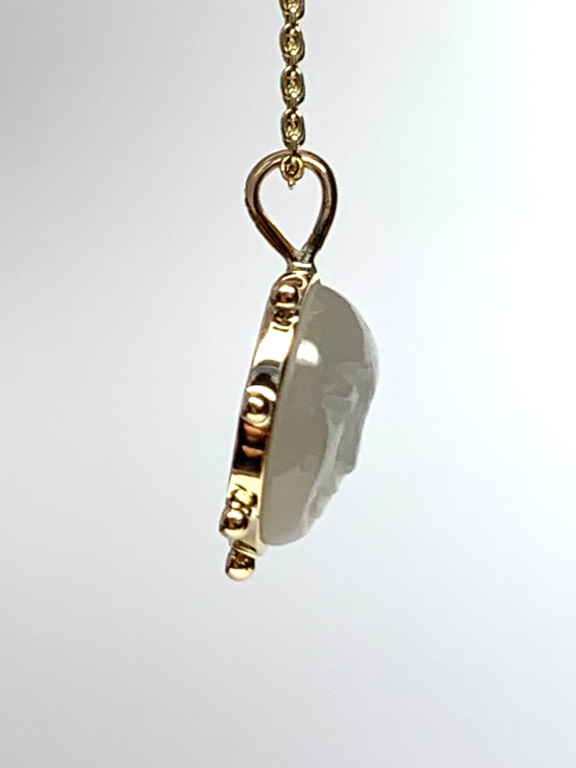 14k Solid Yellow Gold, White Moonstone “Sun” Pendant, Small Size