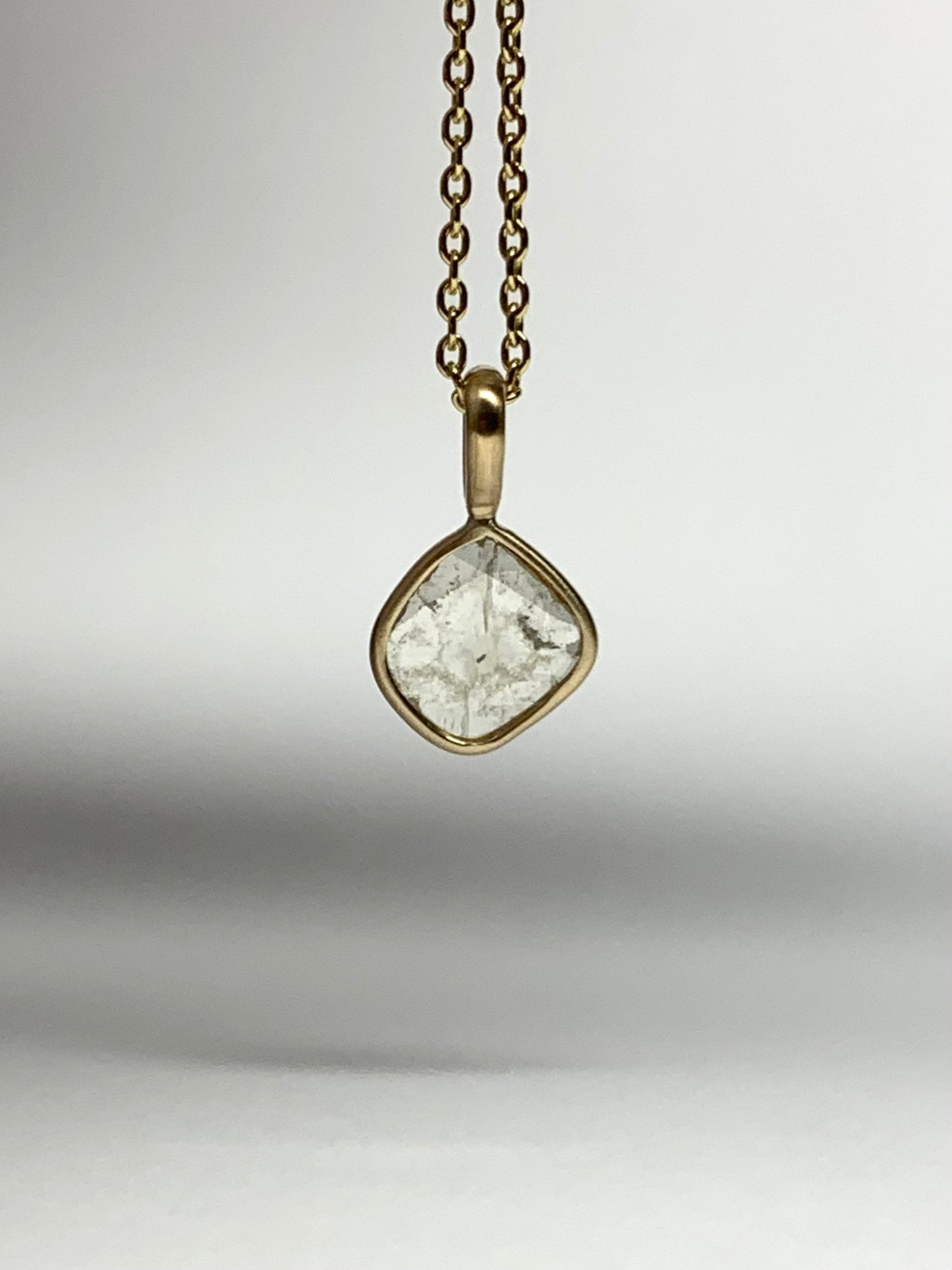 14k Solid Yellow Gold, Natural Diamond Slice Mini Pendant