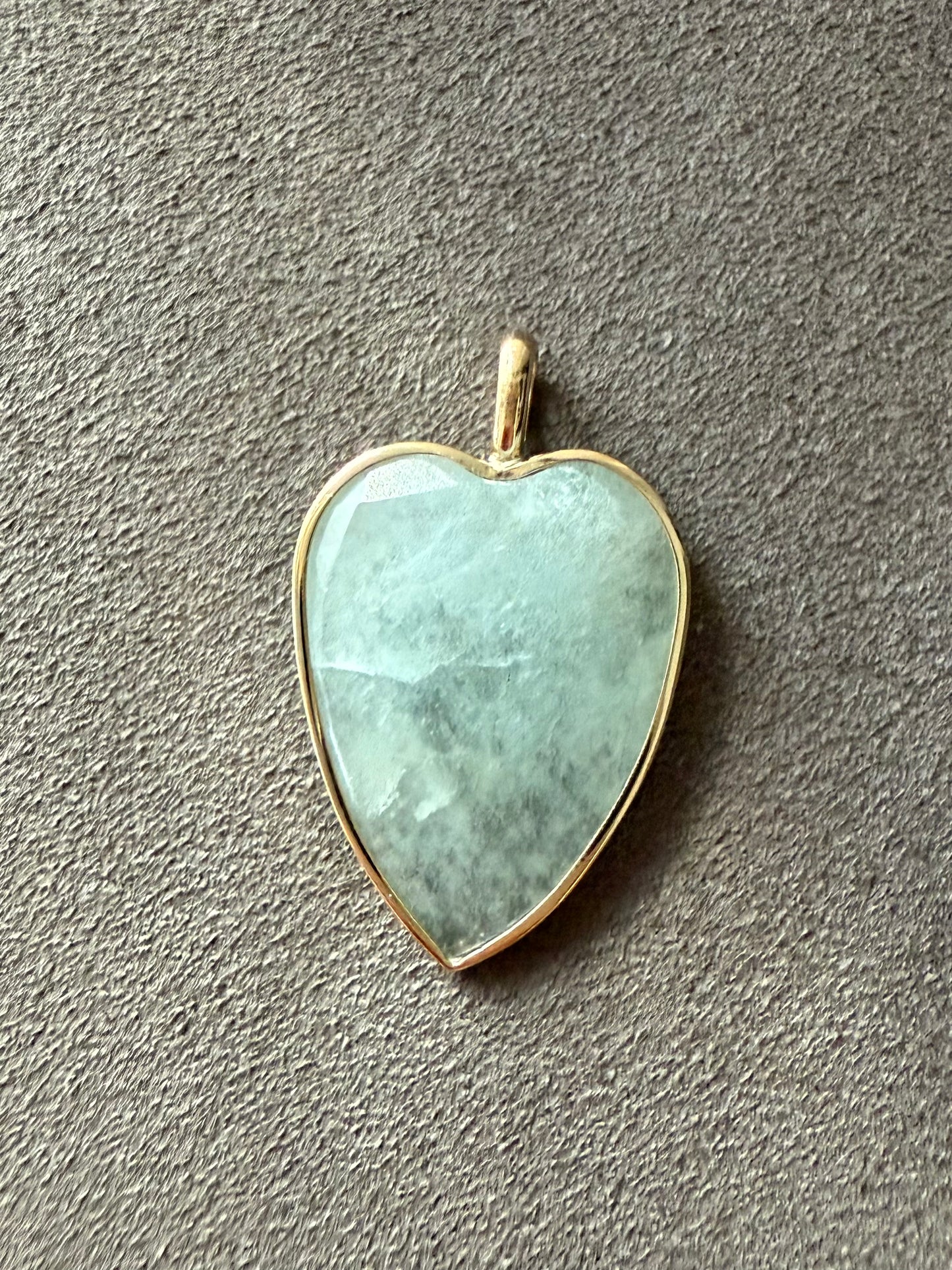 14k Solid Yellow Gold, Pale Blue Aquamarine “Heart” Pendant