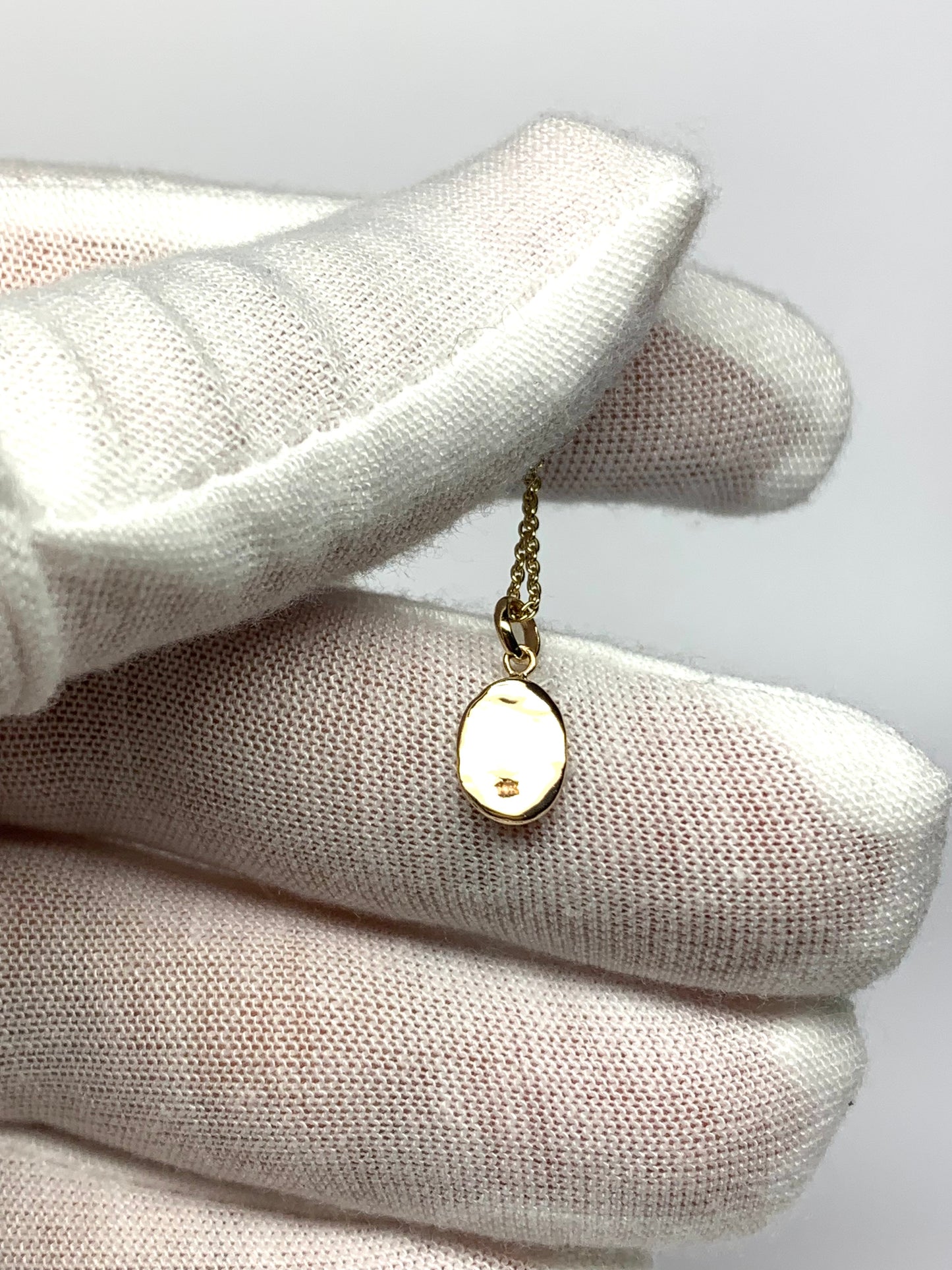 10k Solid Yellow Gold Nugget “Ginkgo” Mini Pendant, Tiny Charm