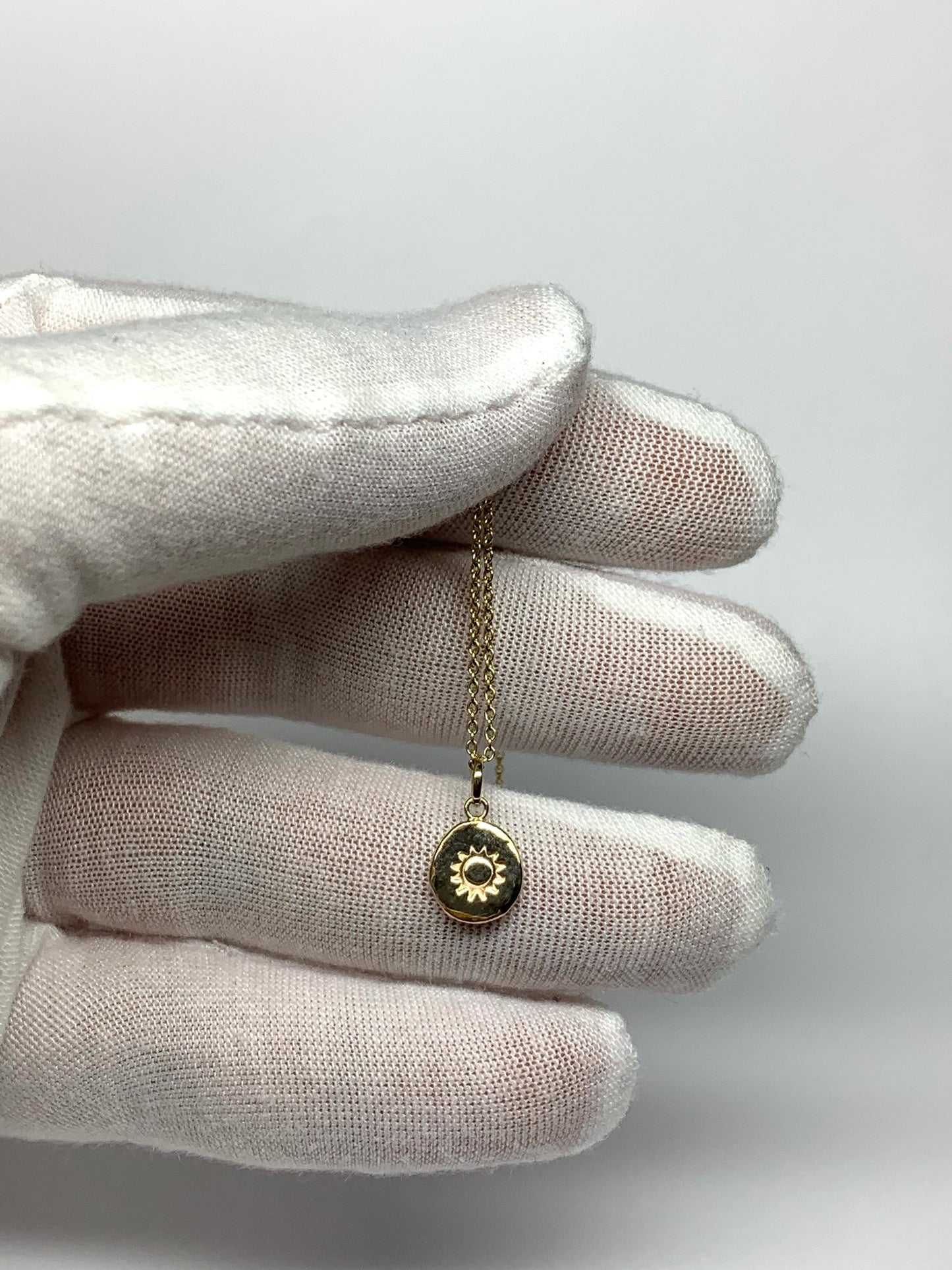 14K Solid Yellow Gold Nugget “Sun” Mini Pendant, Charm