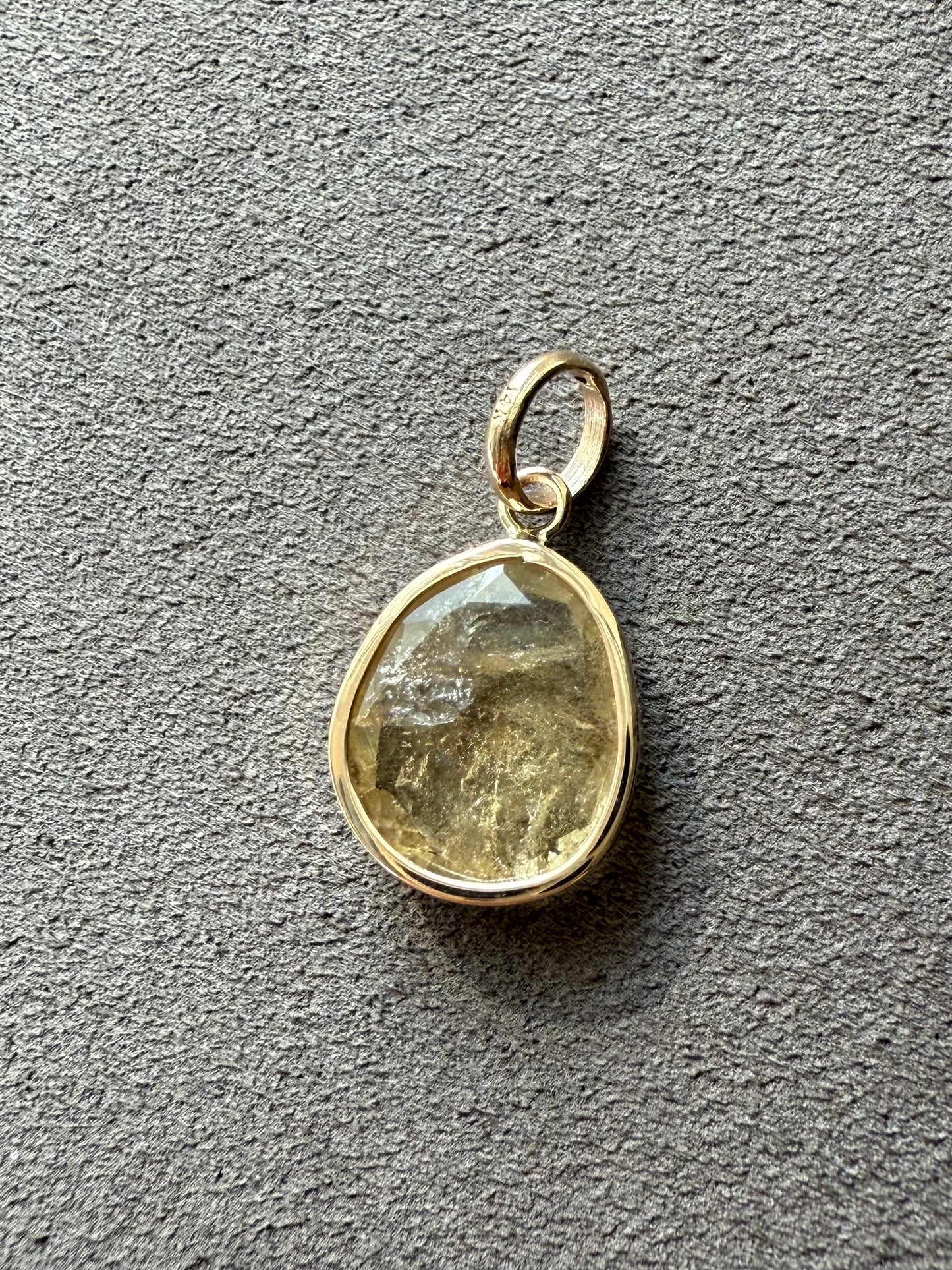 14k Solid Yellow Gold, Natural Yellow Tourmaline Mini Pendant