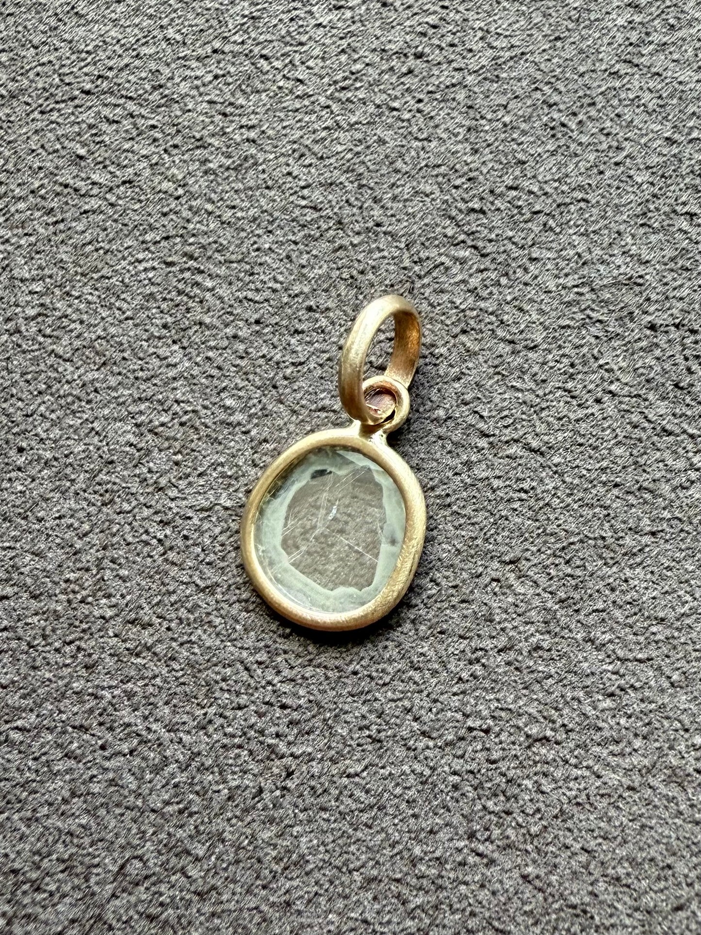 14k Solid Yellow Gold, Natural Diamond Slice Mini Pendant