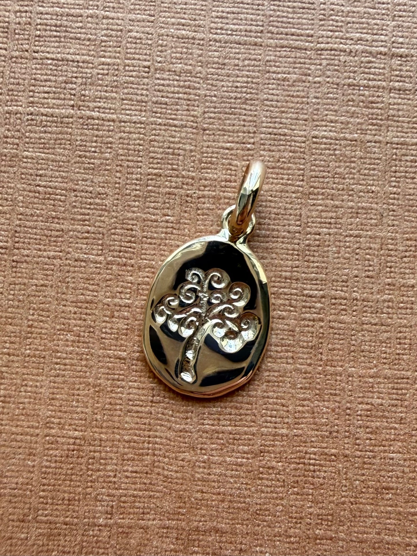 14K Solid Yellow Gold Nugget Mini Pendant, “Tree of Life”, Charm