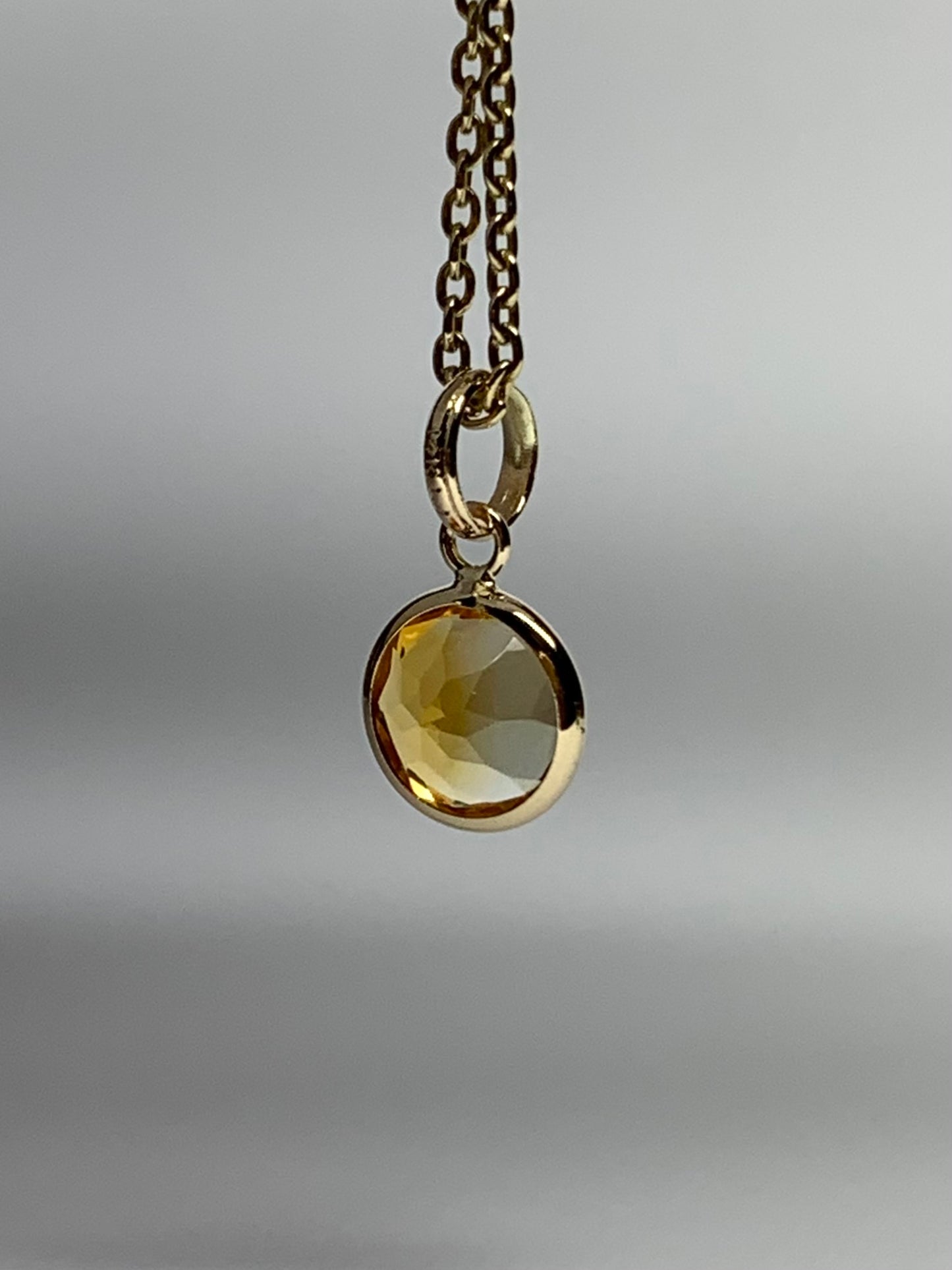 14k Solid Yellow Gold, Citrine Mini Pendant