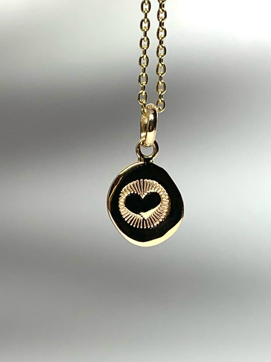 14K Solid Yellow Gold Nugget “Heart” Mini Pendant, Tiny Charm
