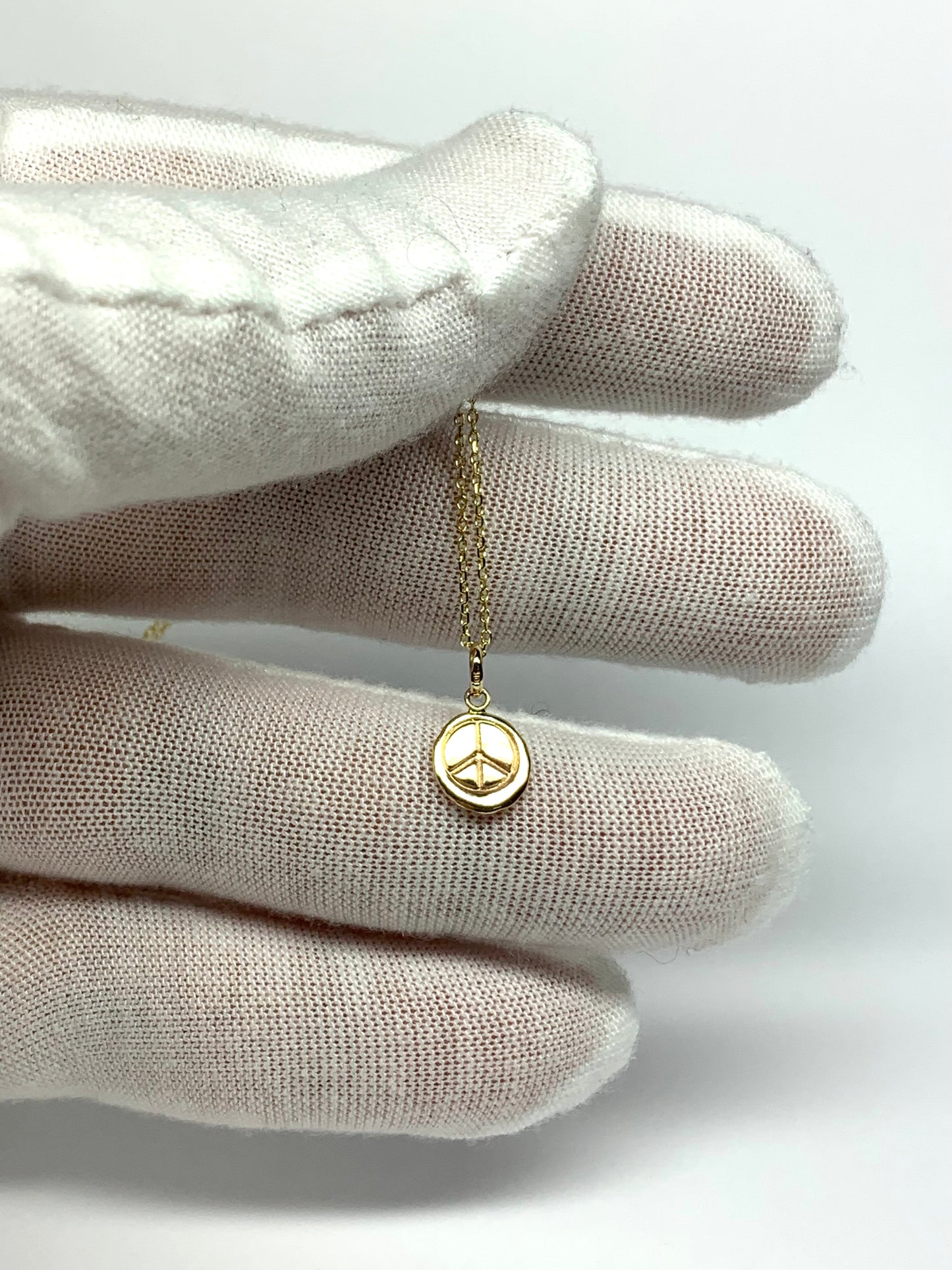 10k Solid Yellow Gold Nugget “Peace” Mini Pendant, Tiny Charm