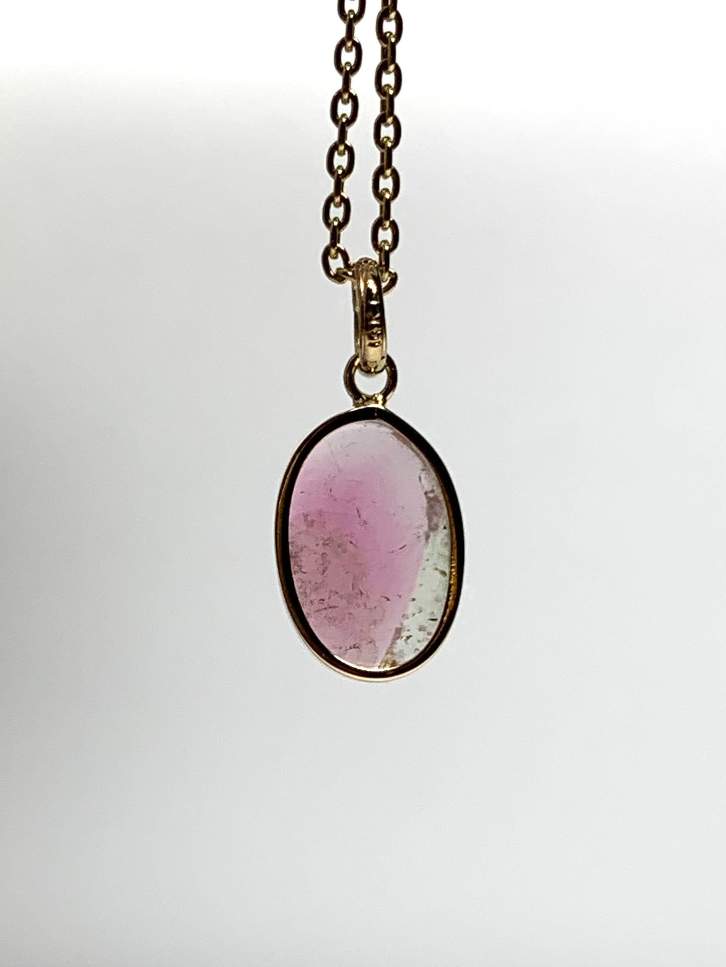 14k Solid Yellow Gold, Natural Pink Tourmaline Mini Pendant