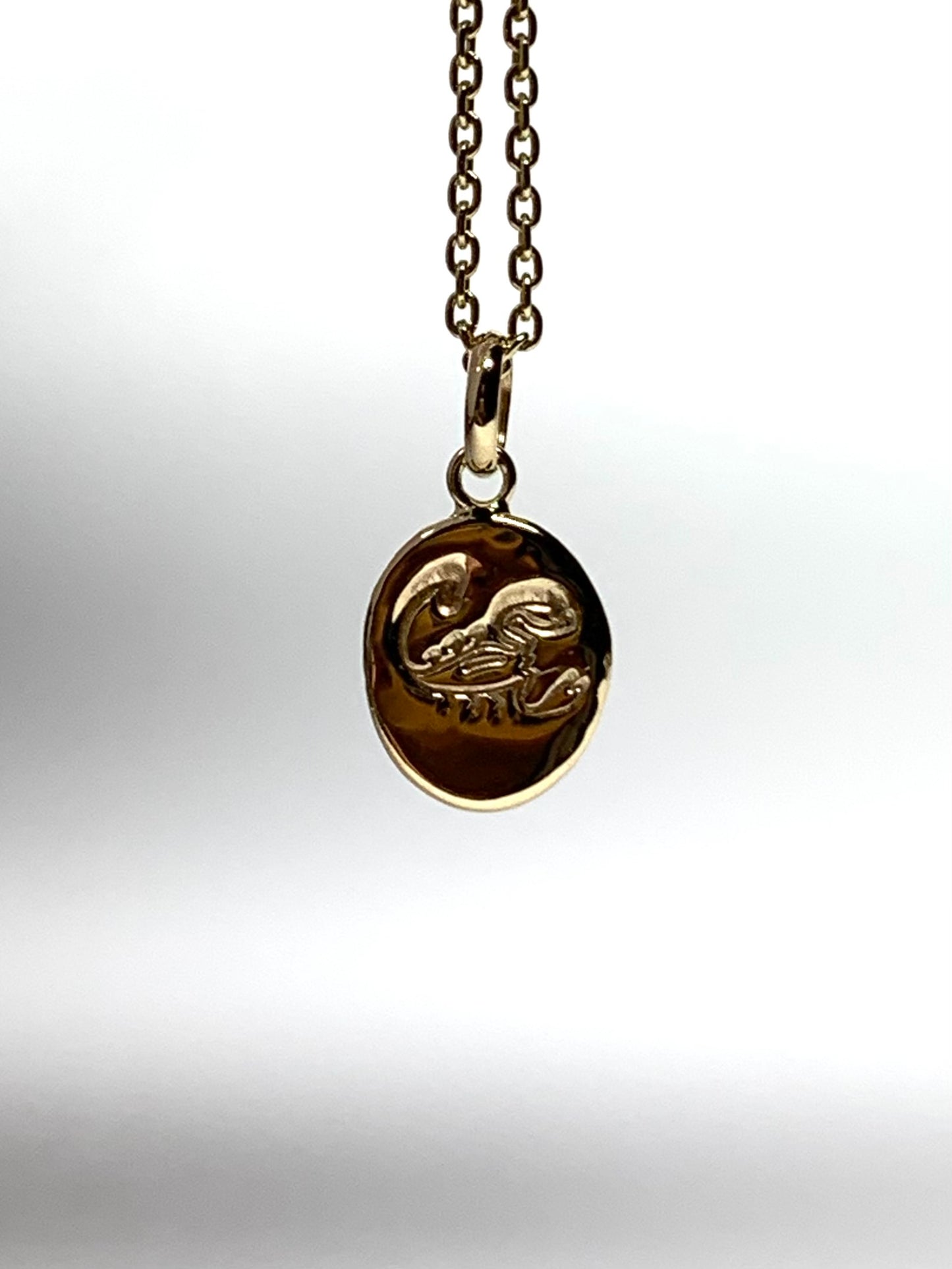 14k Solid Yellow Gold Nugget “Scorpio” Mini Pendant, Charm