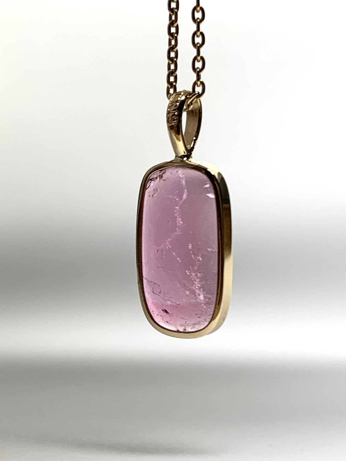 14k Solid Yellow Gold, Natural Pink Tourmaline Pendant