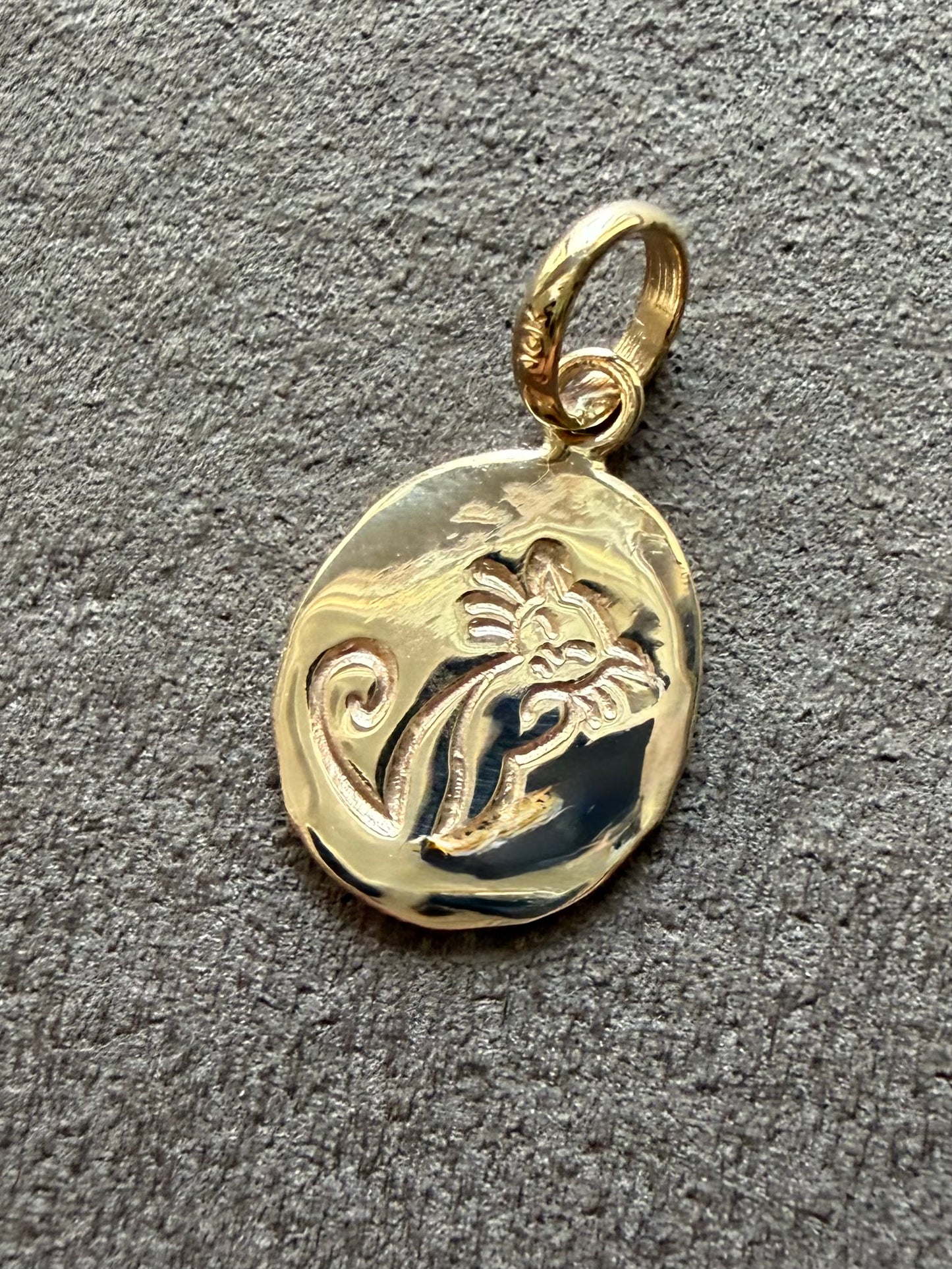10k Solid Yellow Gold Nugget Mini Pendant “Cat”, Tiny Charm