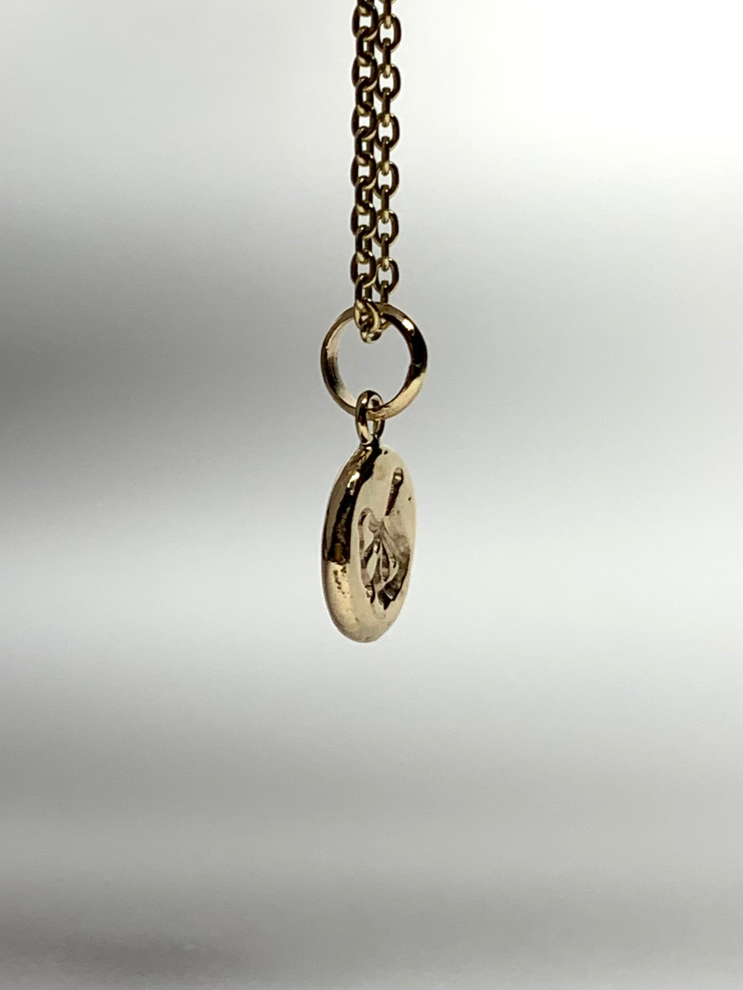 14K Solid Yellow Gold Nugget “Ginkgo” Mini Pendant, Tiny Charm