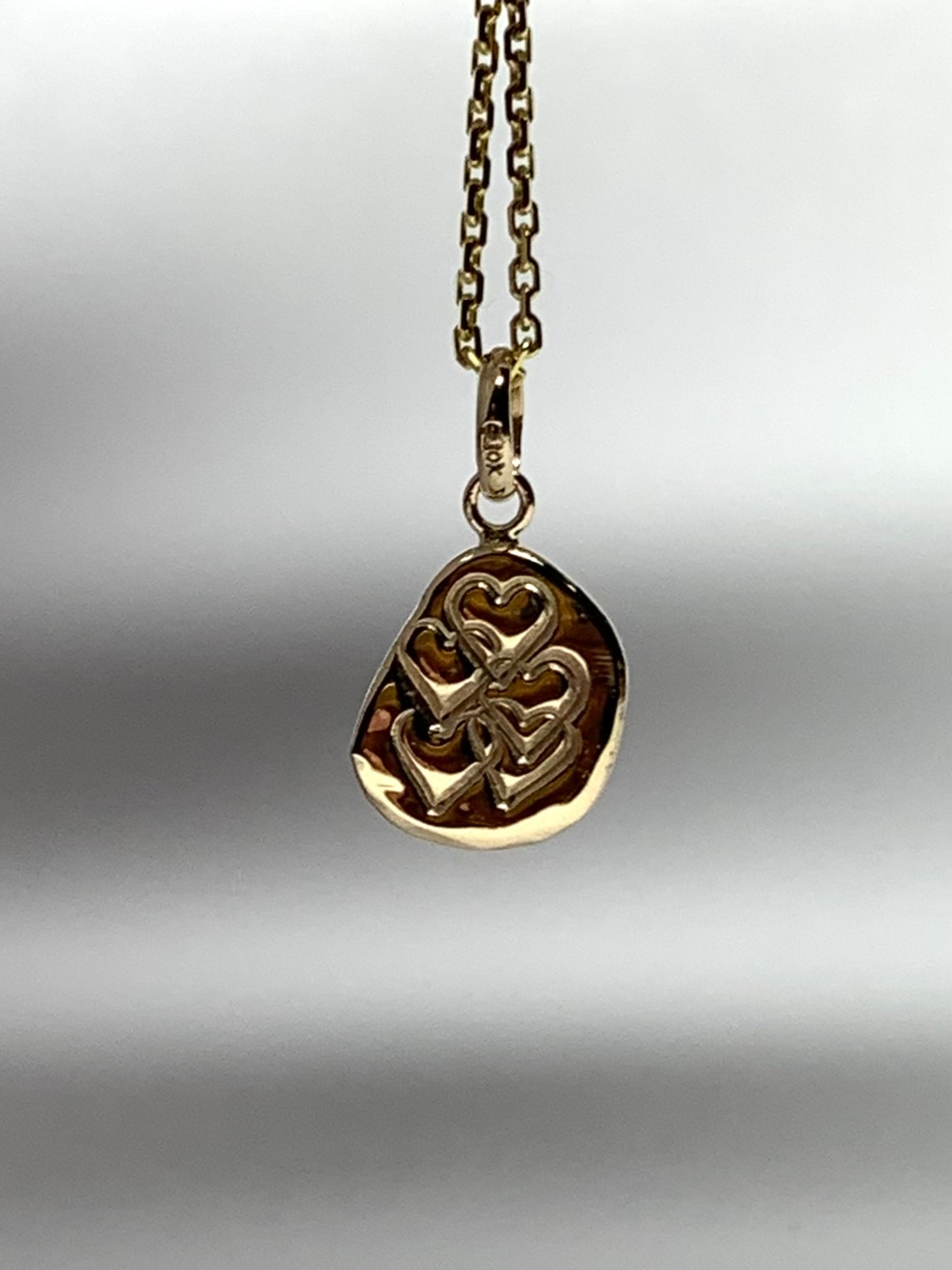 10k Solid Yellow Gold Nugget “Hearts” Mini Pendant, Tiny Charm