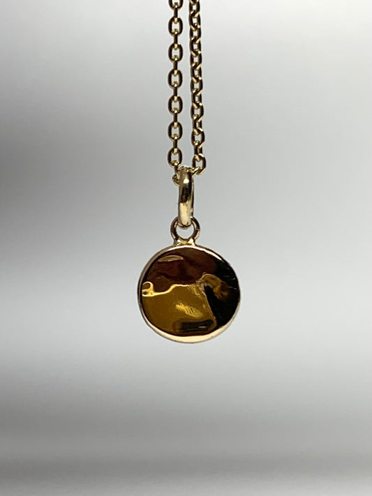 14K Solid Yellow Gold Plain Nugget Mini Pendant, Tiny Charm