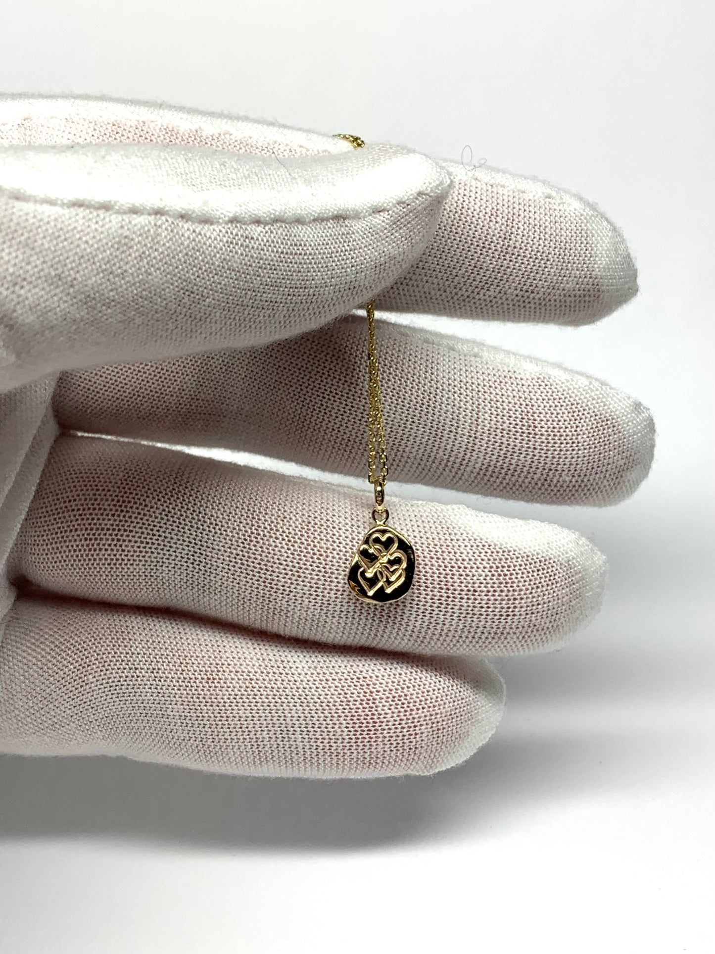 10k Solid Yellow Gold Nugget “Hearts” Mini Pendant, Tiny Charm