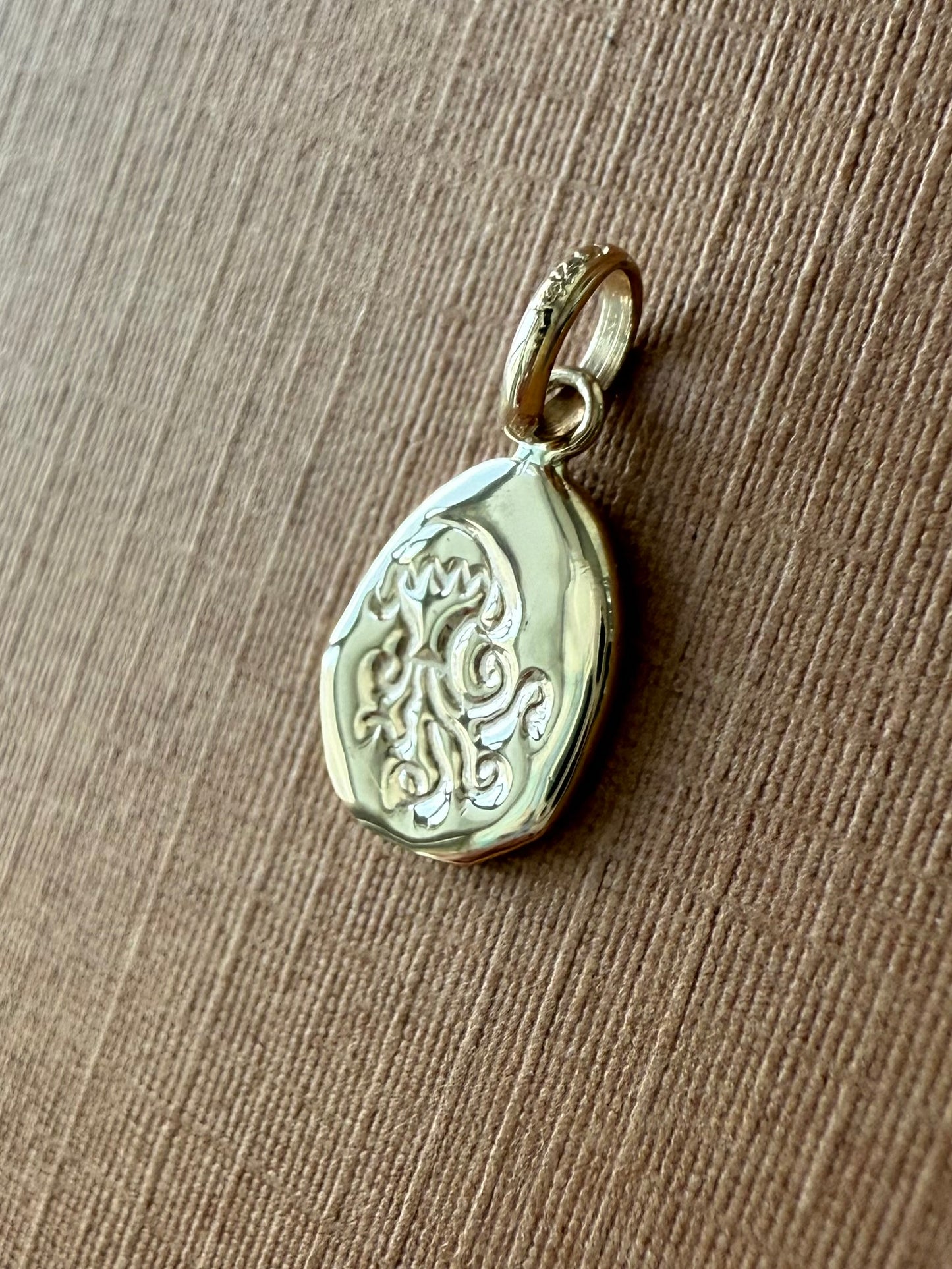 14k Solid Yellow Gold Nugget Mini Pendant “Aquarius”, Charm