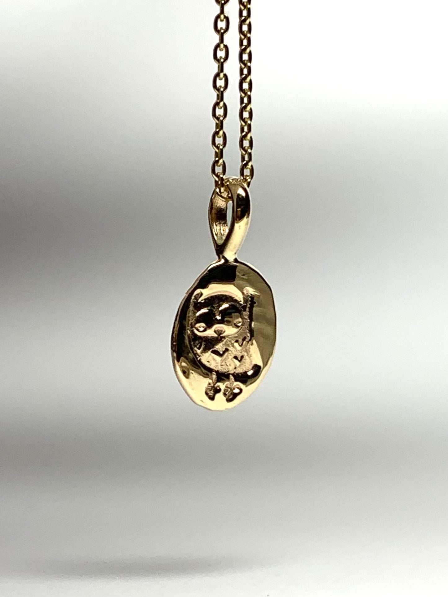 14k Solid Yellow Gold Nugget “Owl”, Mini Pendant, Tiny Charm