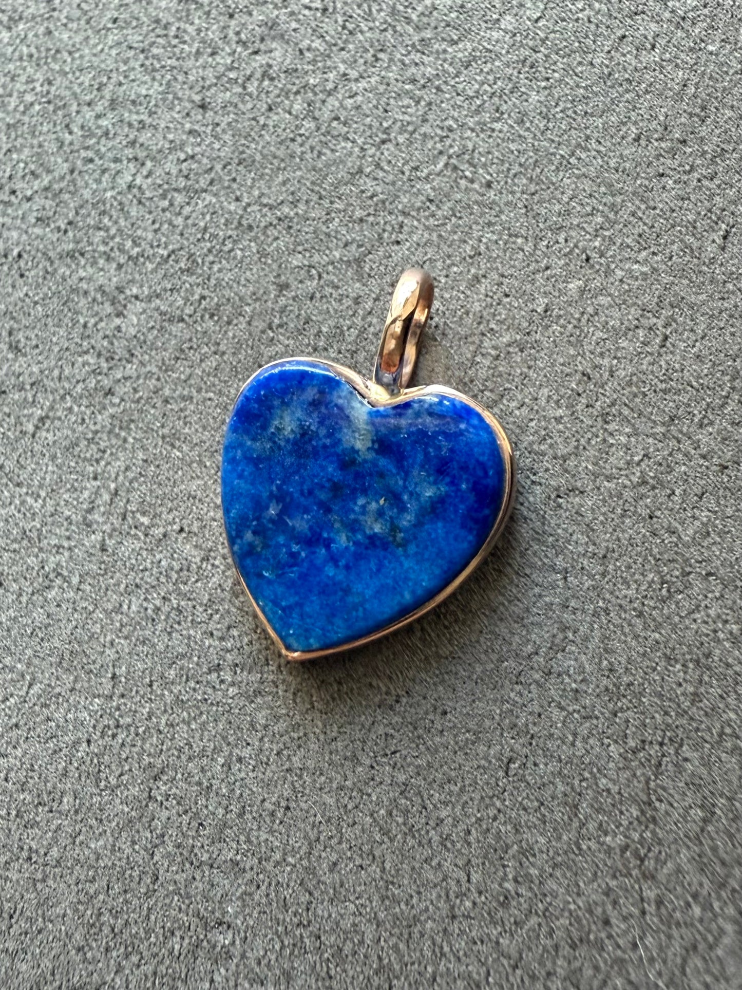 14k Solid Rose Gold, Blue Lapis Lazuli “Heart” Mini Pendant