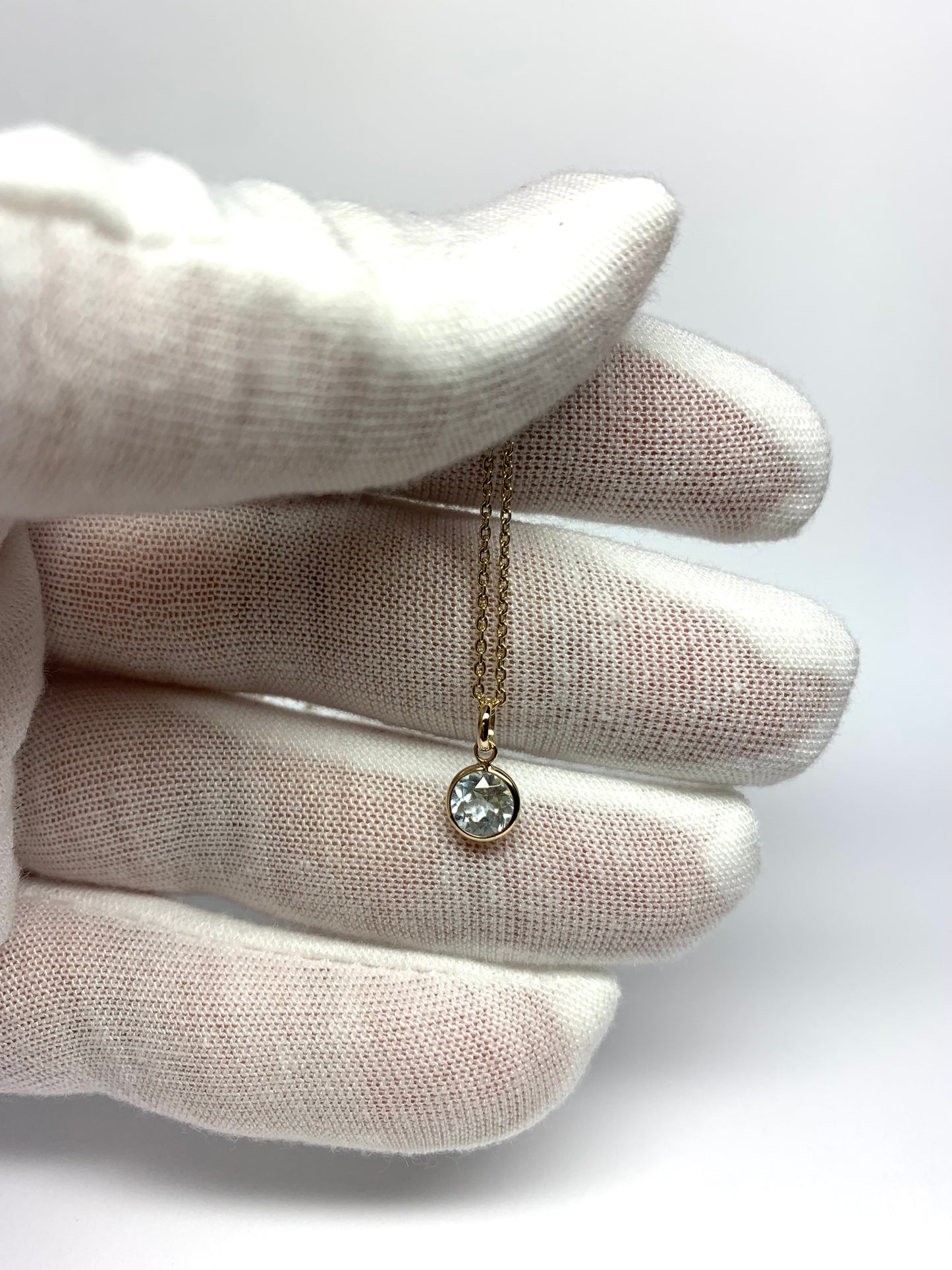14k Solid Yellow Gold, Blue Topaz Mini Pendant