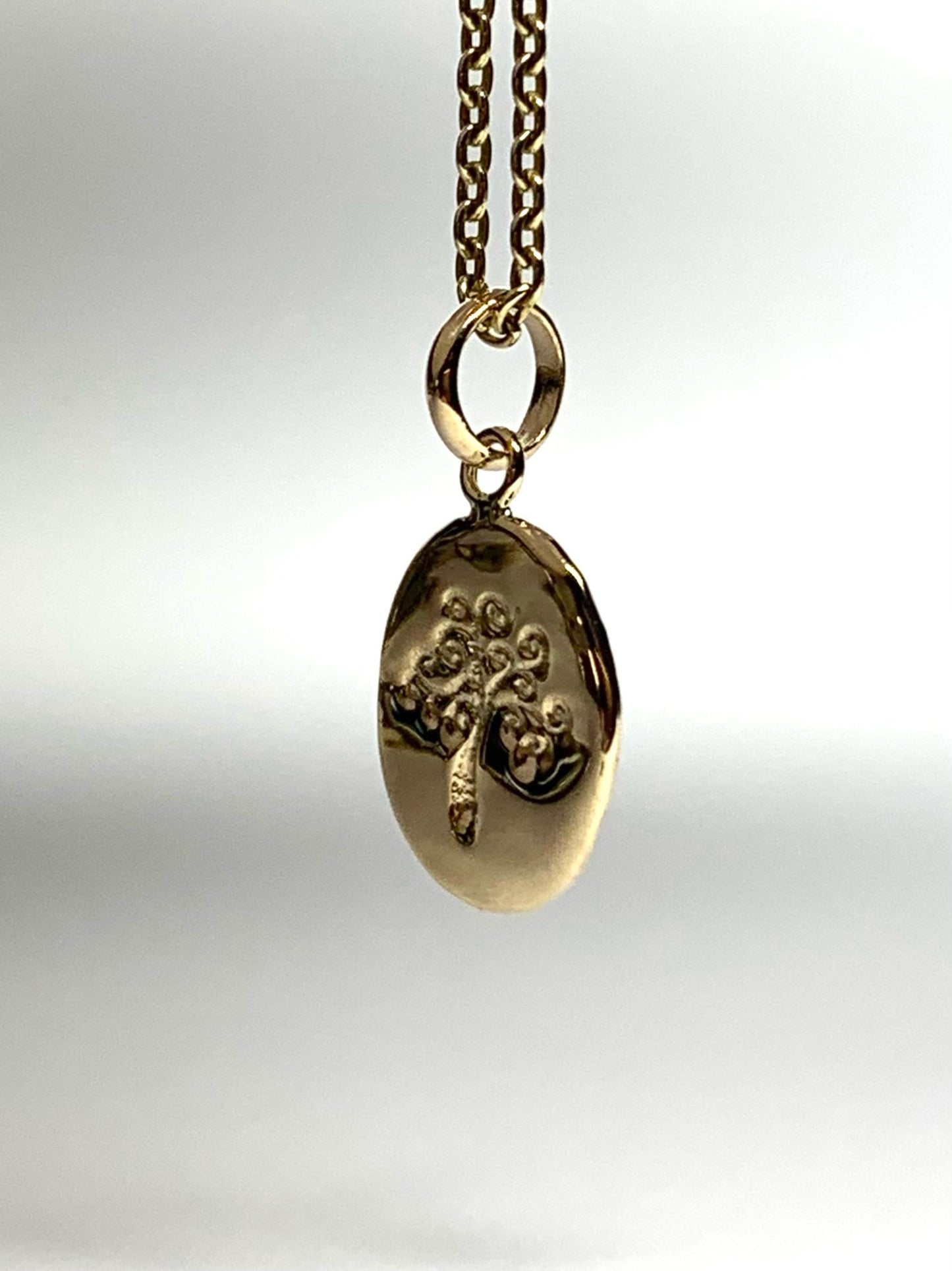 14K Solid Yellow Gold Nugget Mini Pendant, “Tree of Life”, Charm