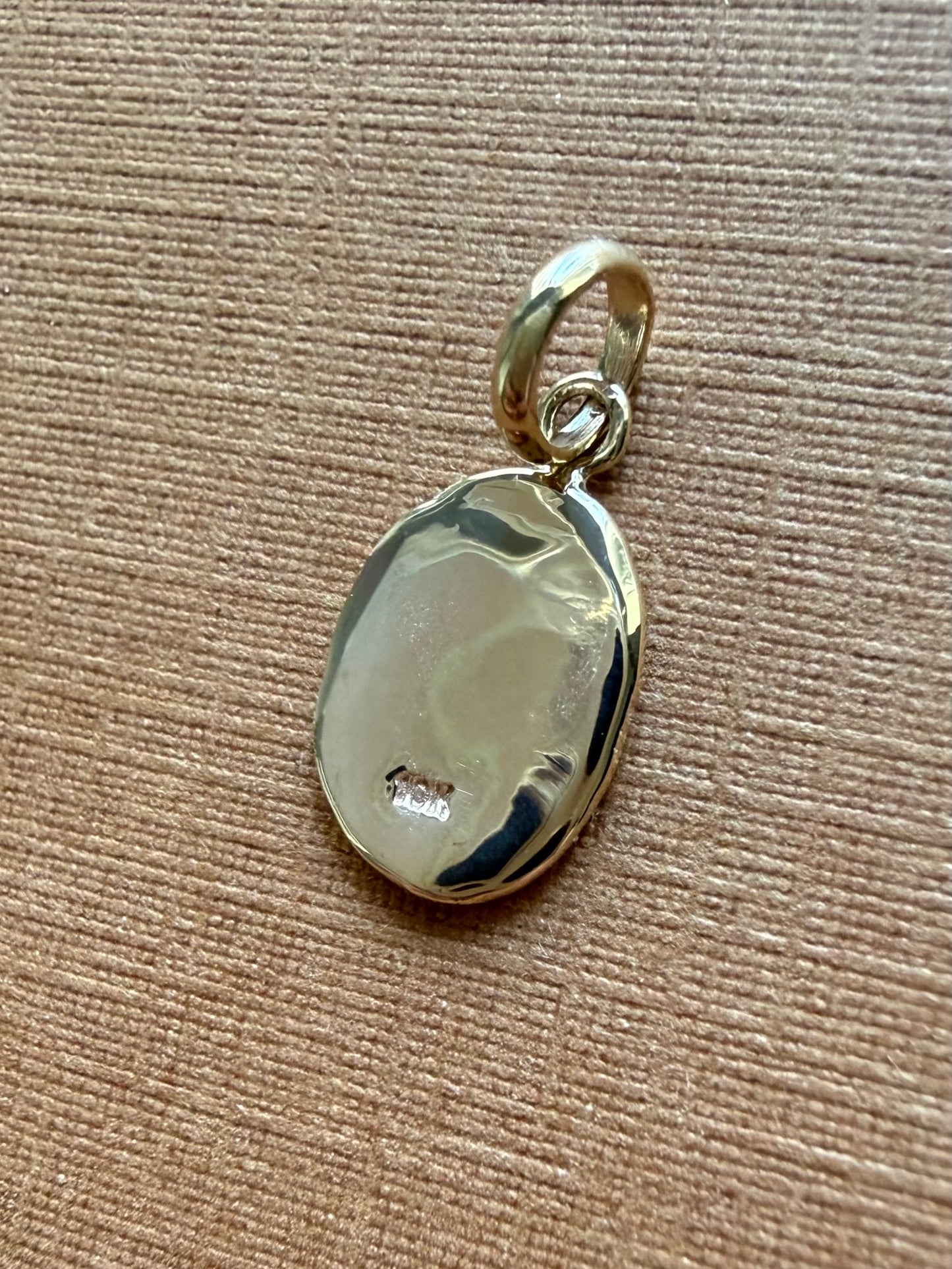 10k Solid Yellow Gold Nugget “Ginkgo” Mini Pendant, Tiny Charm