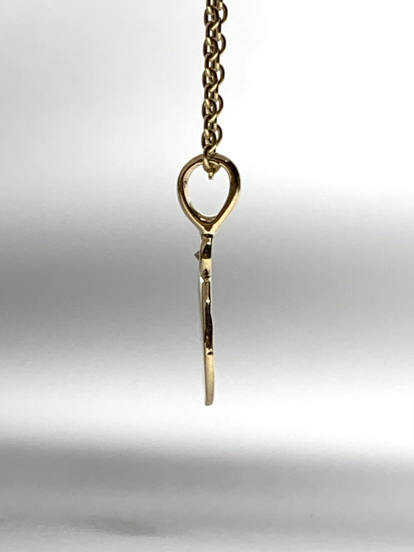 14K Solid Yellow Gold Nugget “Flowers” Mini Pendant, White Diamond, Tiny Charm