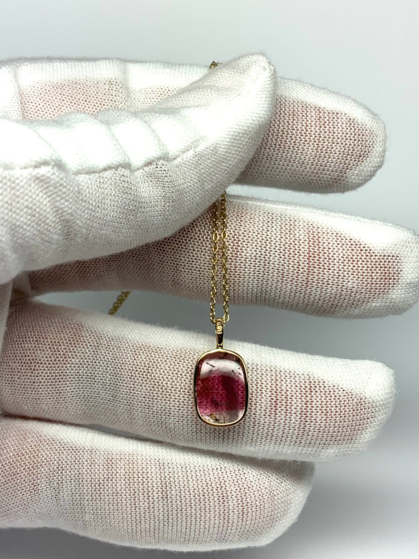 14k Solid Yellow Gold, Natural Pink Tourmaline Pendant