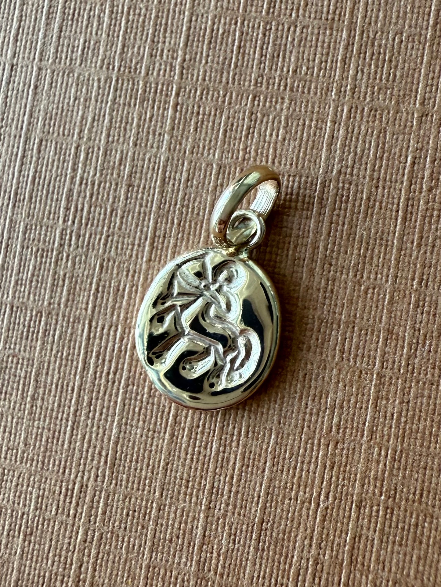 14k Solid Yellow Gold Nugget “Sagittarius” Mini Pendant, Charm
