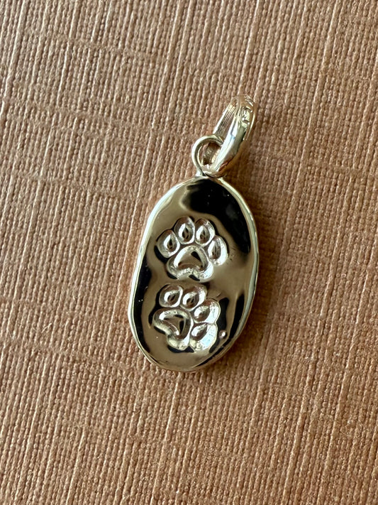 14K Solid Yellow Gold Nugget “Paws” Mini Pendant, Tiny Charm