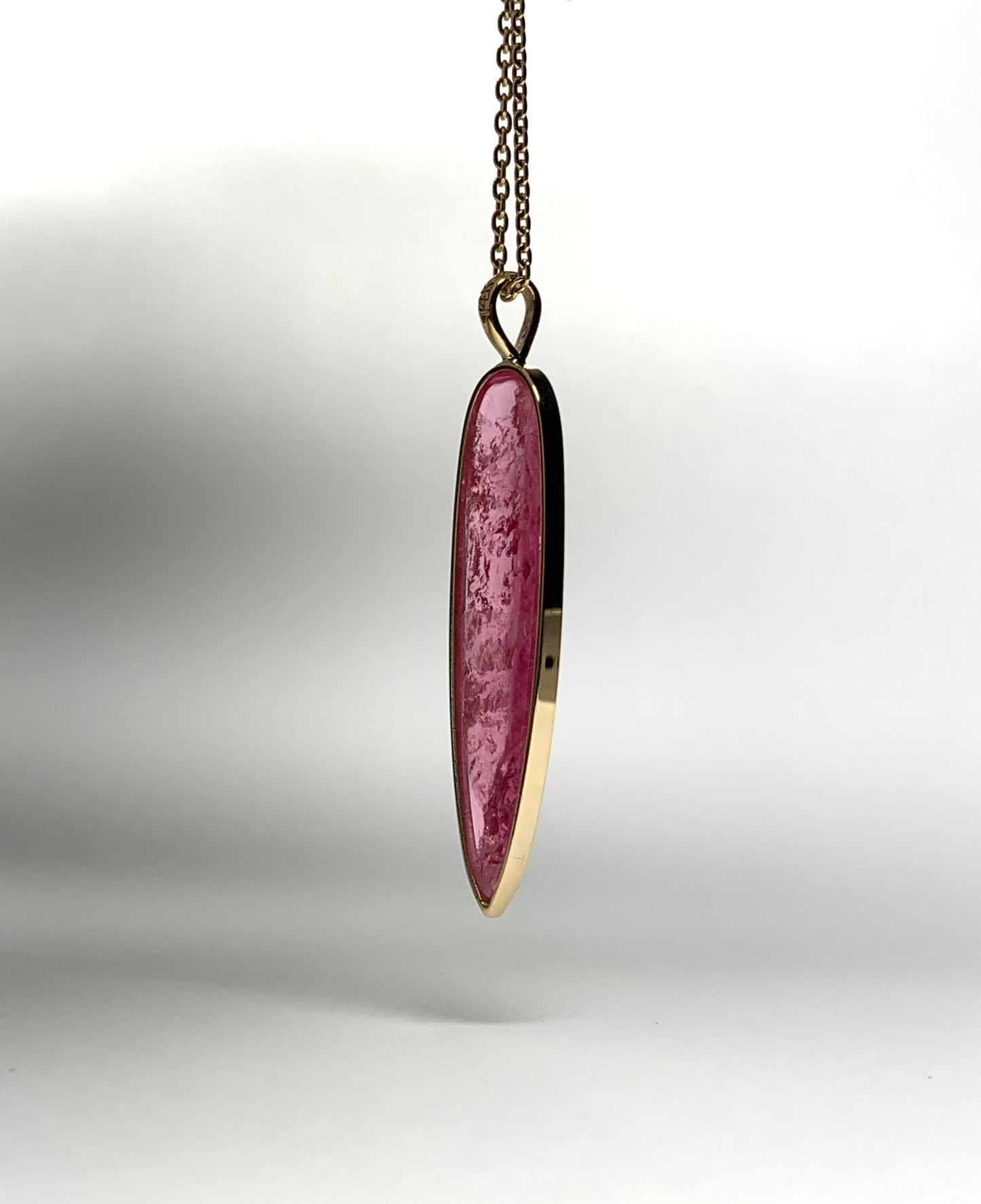 14k Solid Yellow Gold, Natural Pink Tourmaline “Arrowhead” Pendant