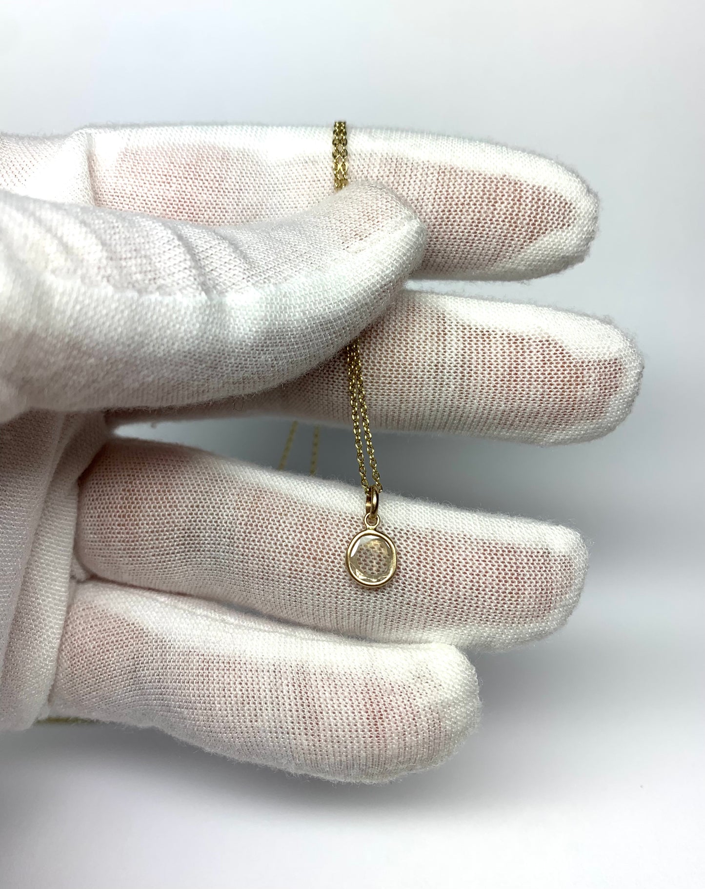 14k Solid Yellow Gold, Natural Diamond Slice Mini Pendant