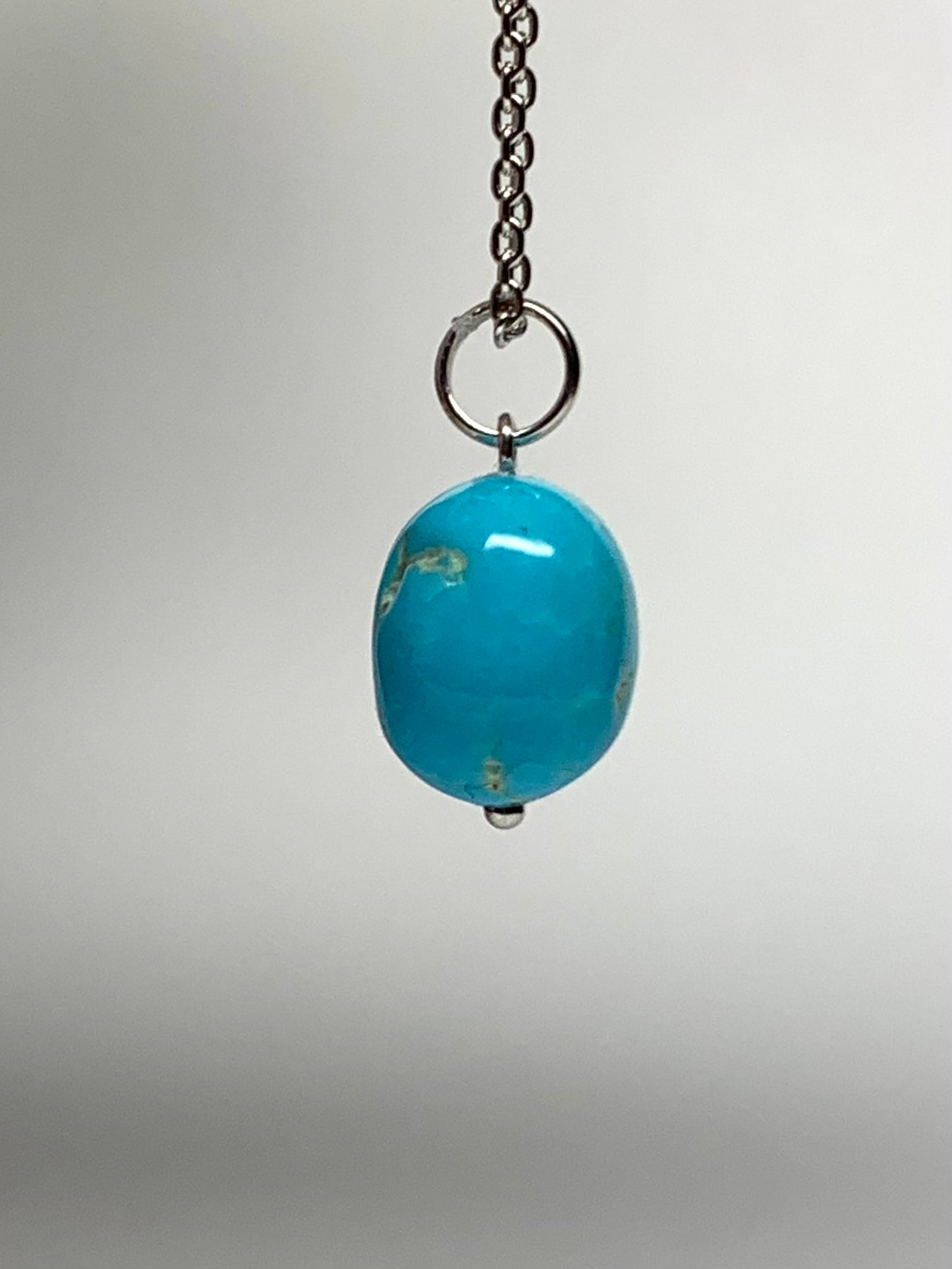 14k Solid White Gold, Natural Turquoise Nugget Bead Pendant