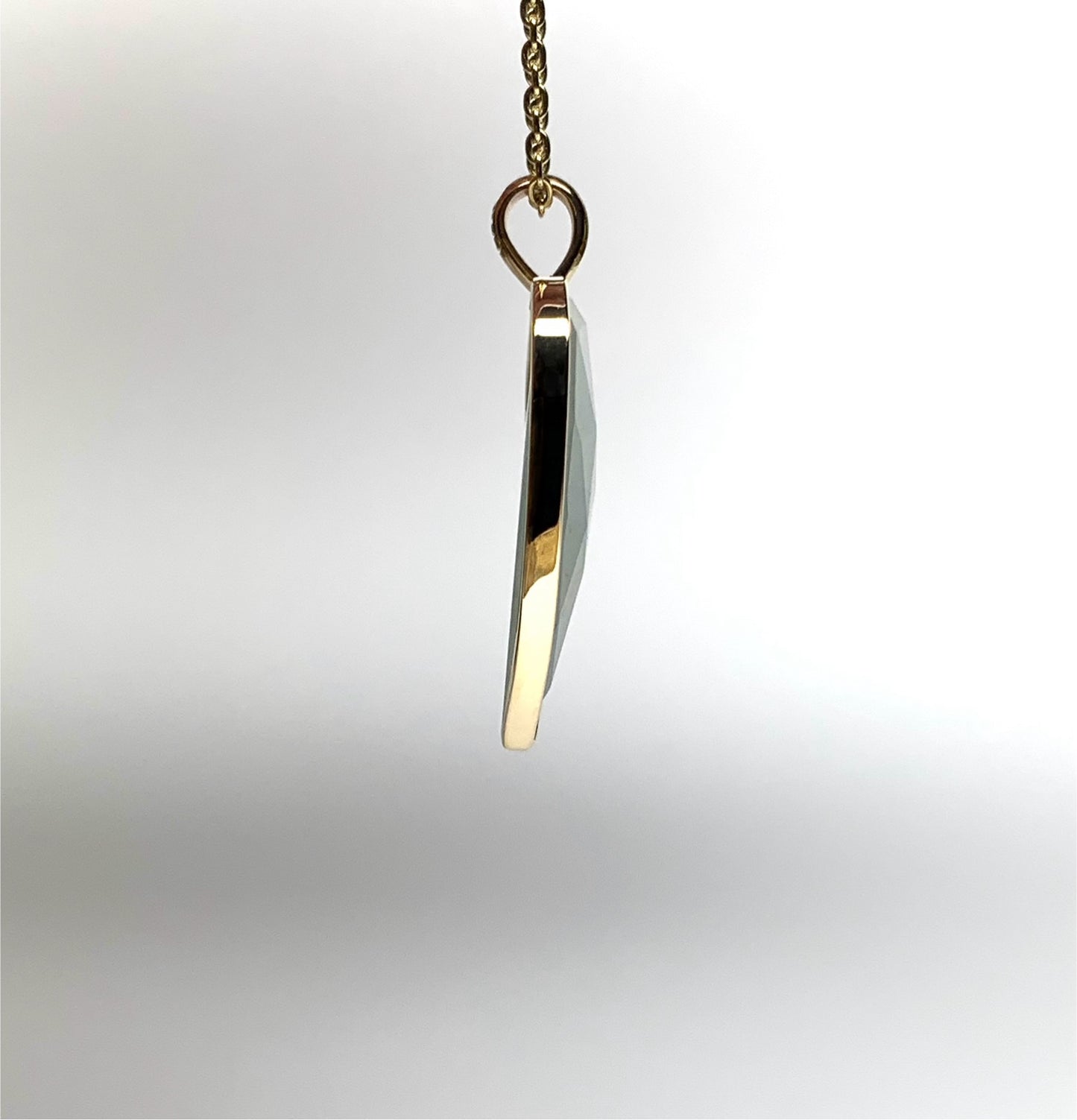 14k Solid Yellow Gold, Pale Blue Aquamarine “Heart” Pendant