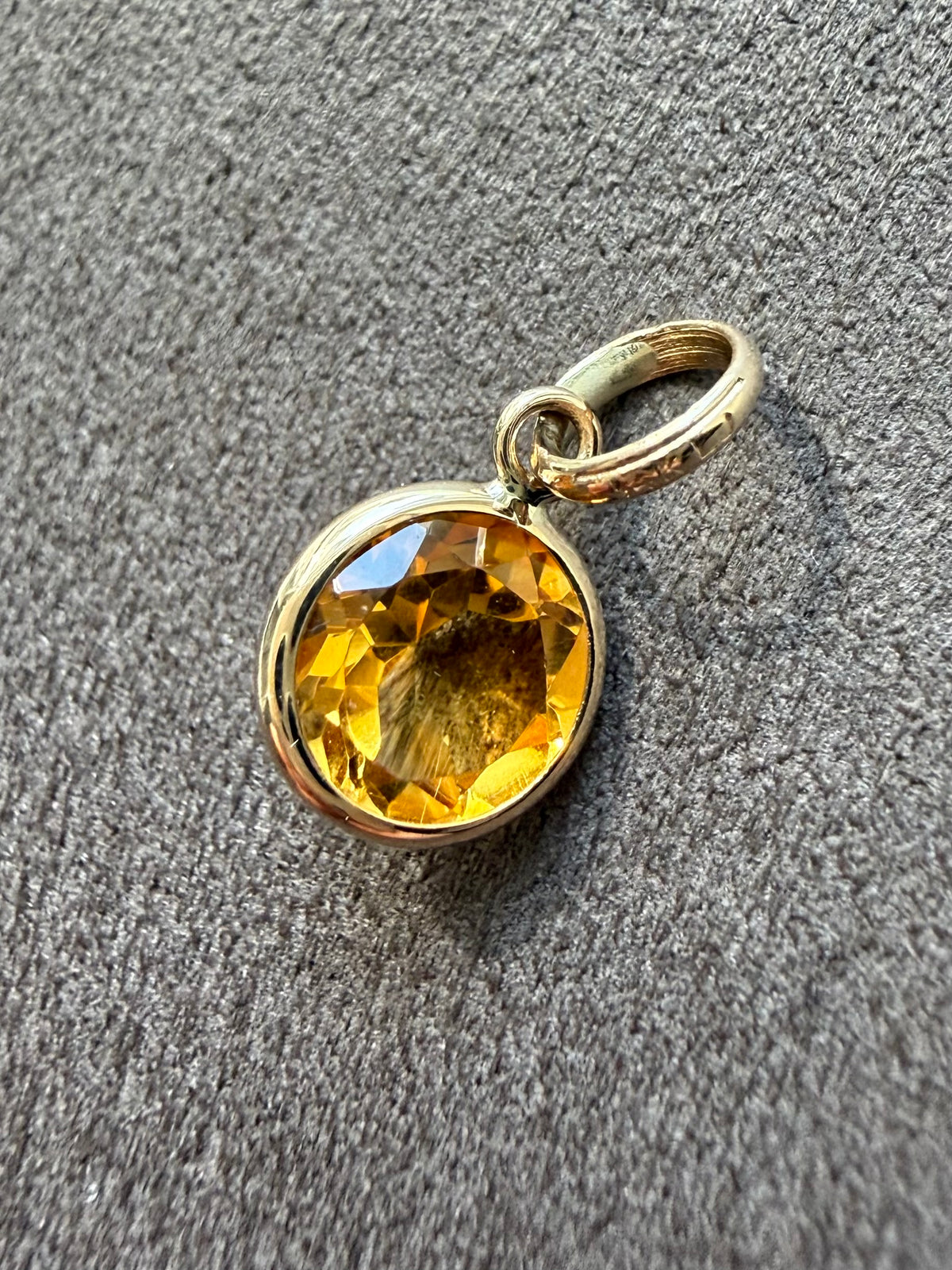14k Solid Yellow Gold, Citrine Mini Pendant