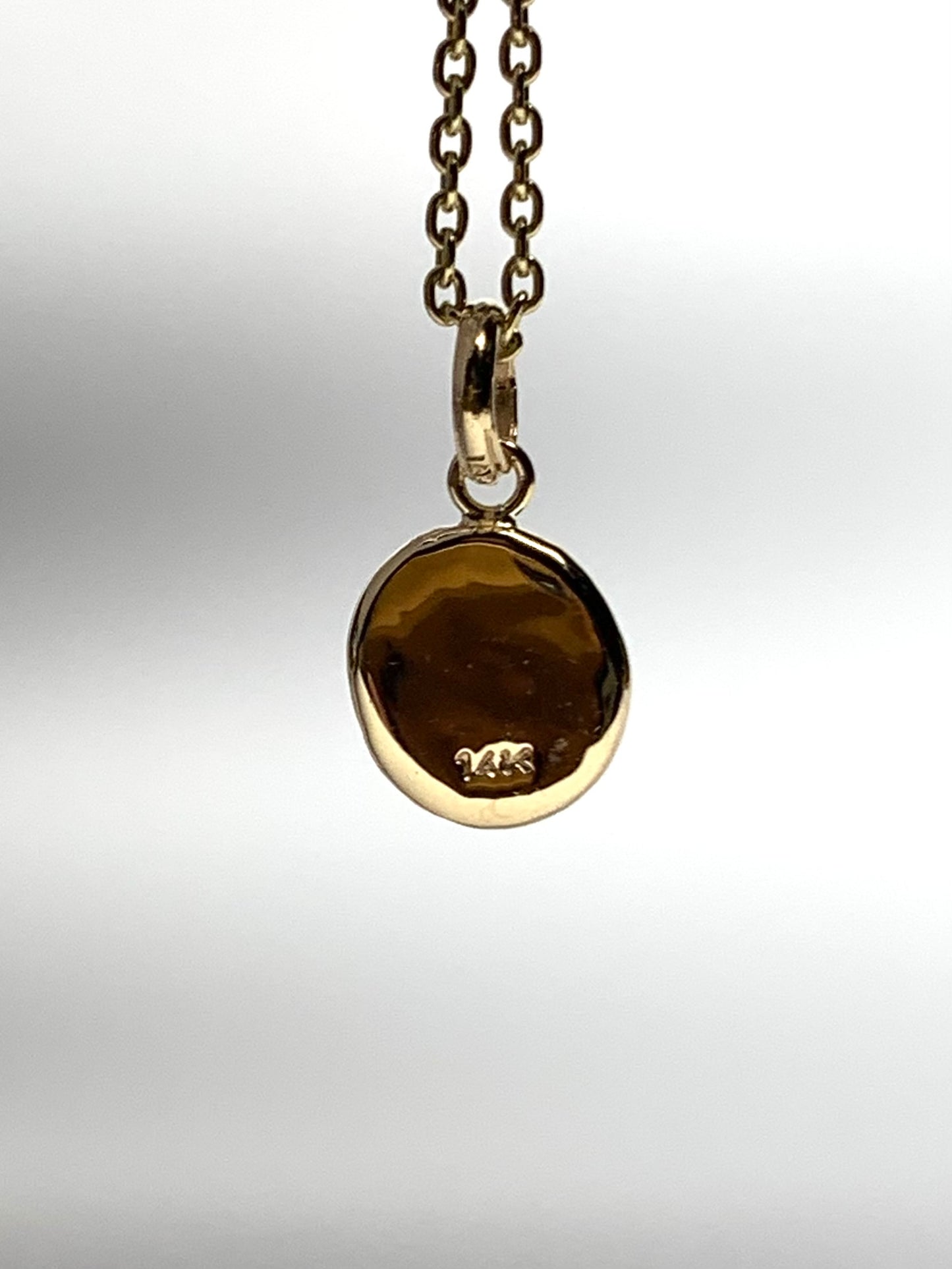 14K Solid Yellow Gold Nugget “Ginkgo” Mini Pendant, Tiny Charm