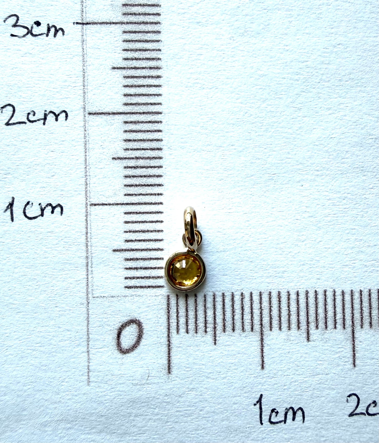 14k Solid Yellow Gold, Yellow Sapphire Tiny Charm, 0.15ct, Accent Pendant