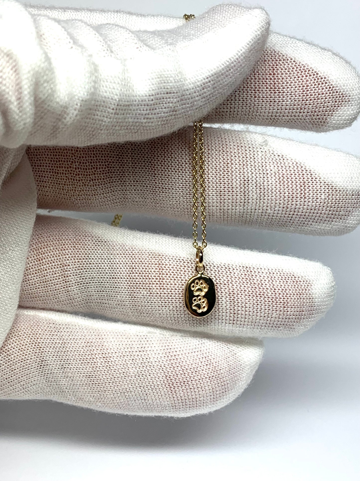 10k Solid Yellow Gold Nugget “Paws” Mini Pendant, Tiny Charm