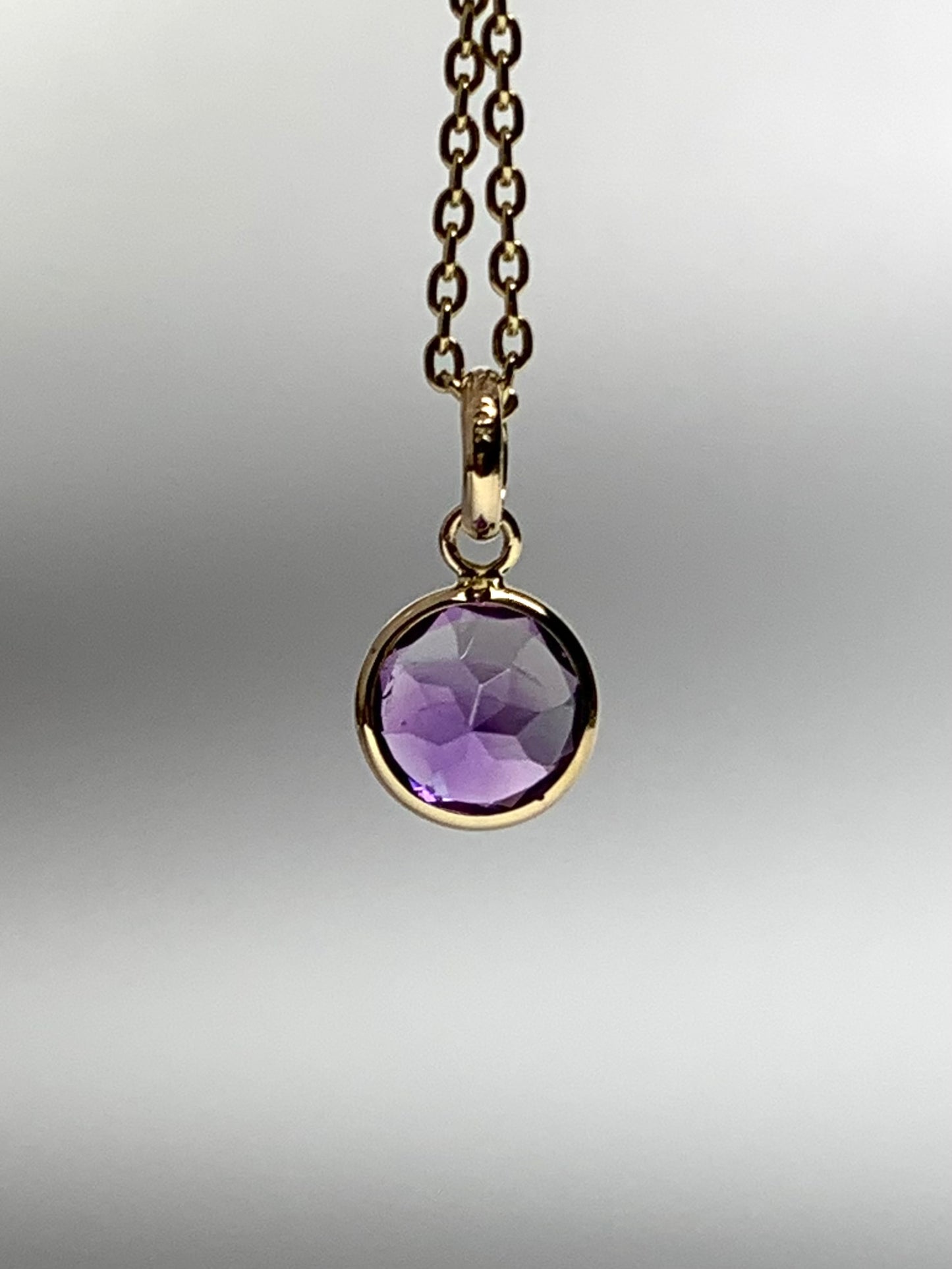 14k Solid Yellow Gold, Purple Amethyst Mini Pendant