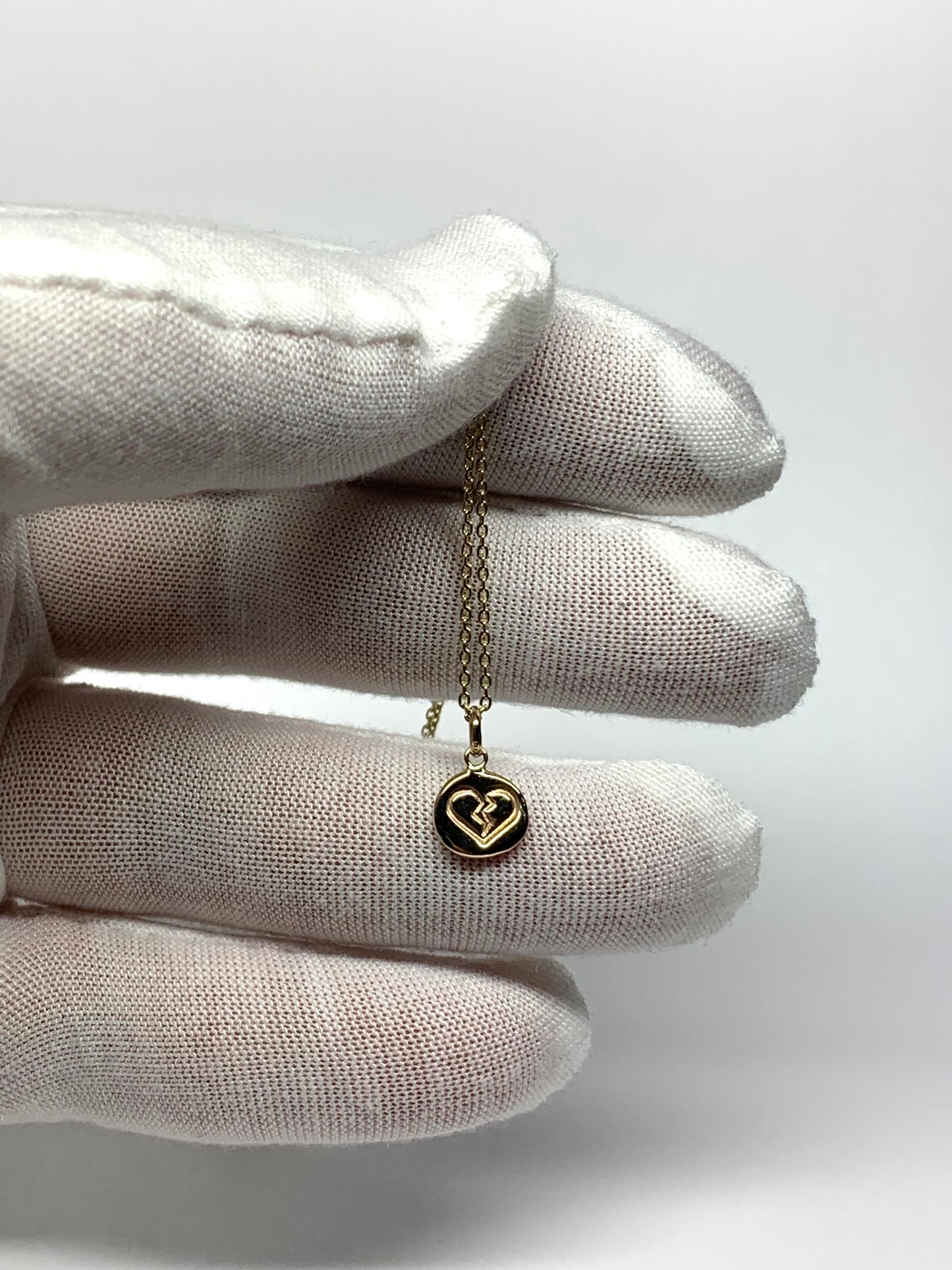 14K Solid Yellow Gold Nugget “Broken Heart” Mini Pendant, Tiny Charm